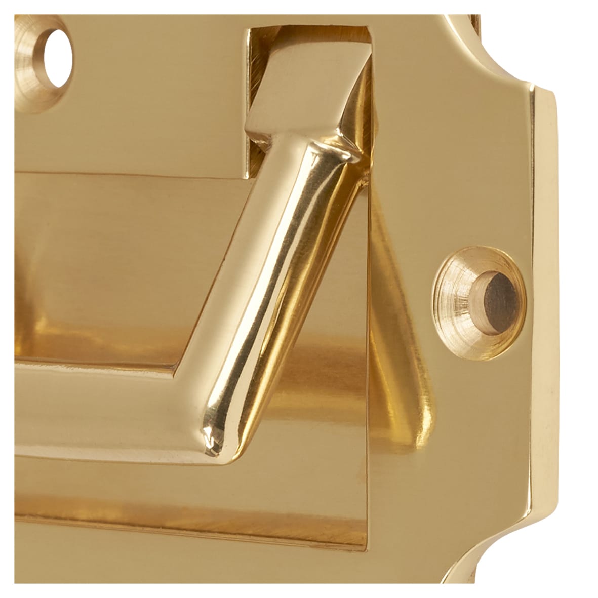 Military Chest Flush Cabinet Pull Handle - 89 x 45mm - Polished Brass - view 7