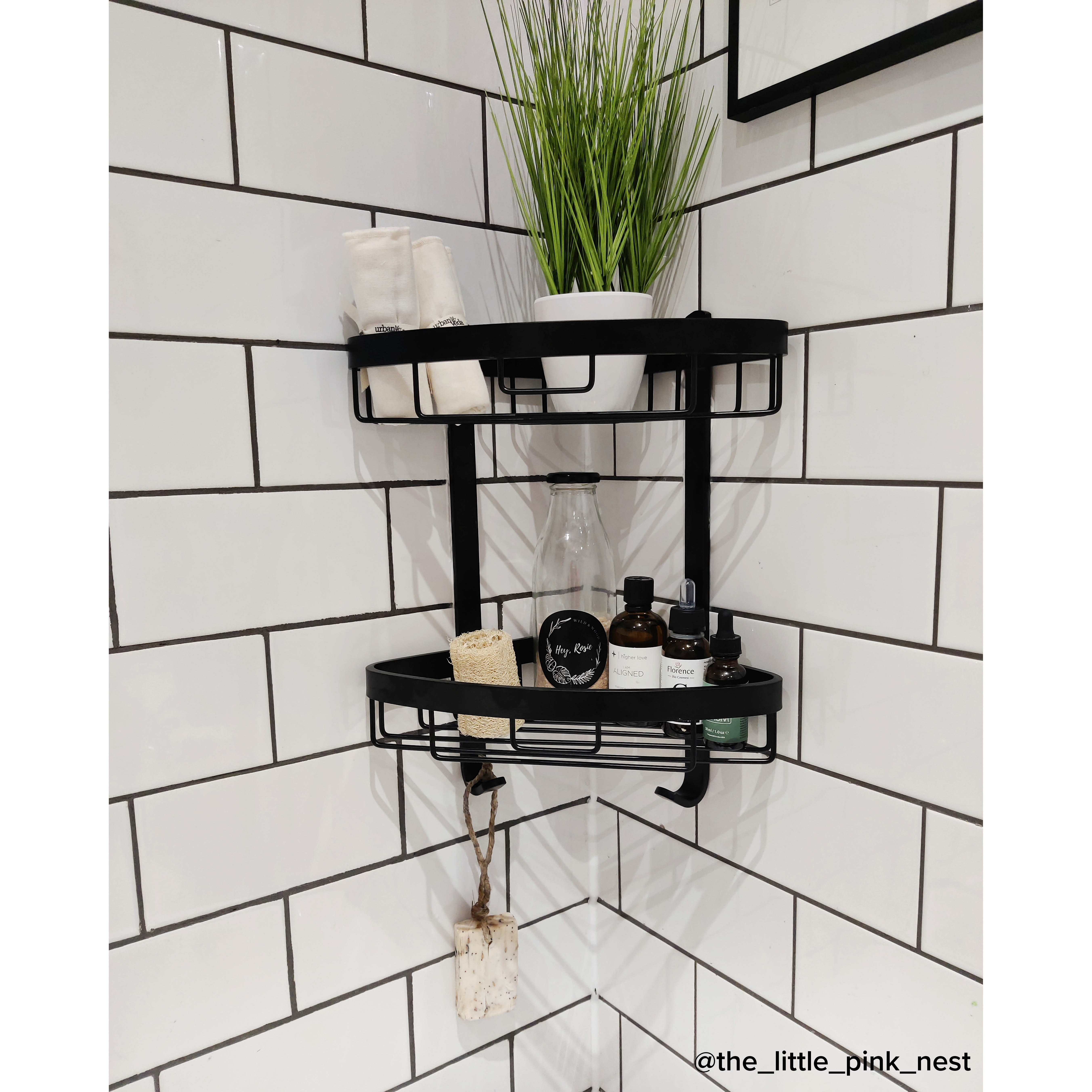 Wirework Large Corner Shower Basket - Two Tier - 390 x 312 x 209mm - Matt Black - view 5