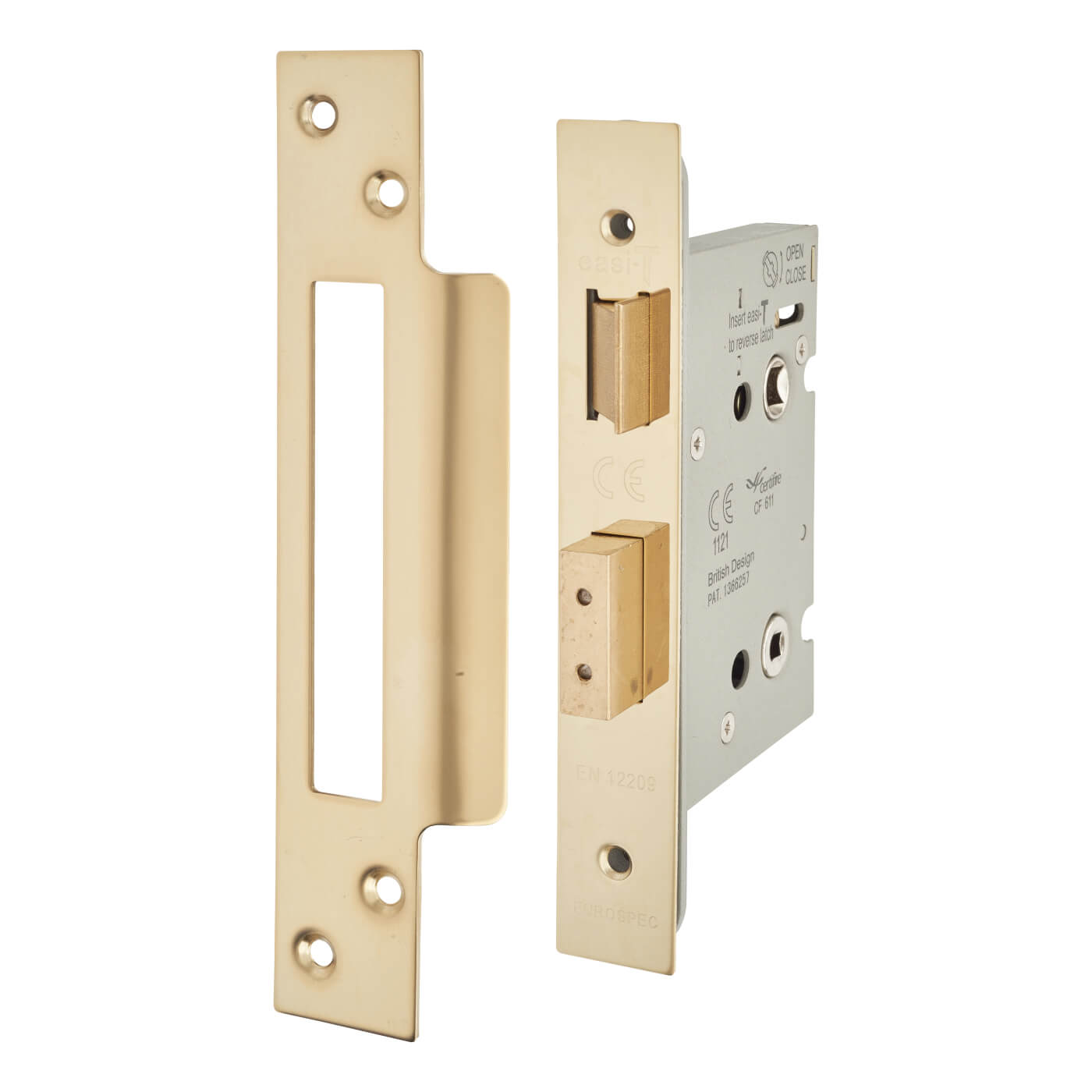 Architectural Bolt Through Bathroom Lock - 78mm Case - 57mm Backset - PVD Brass - view 2