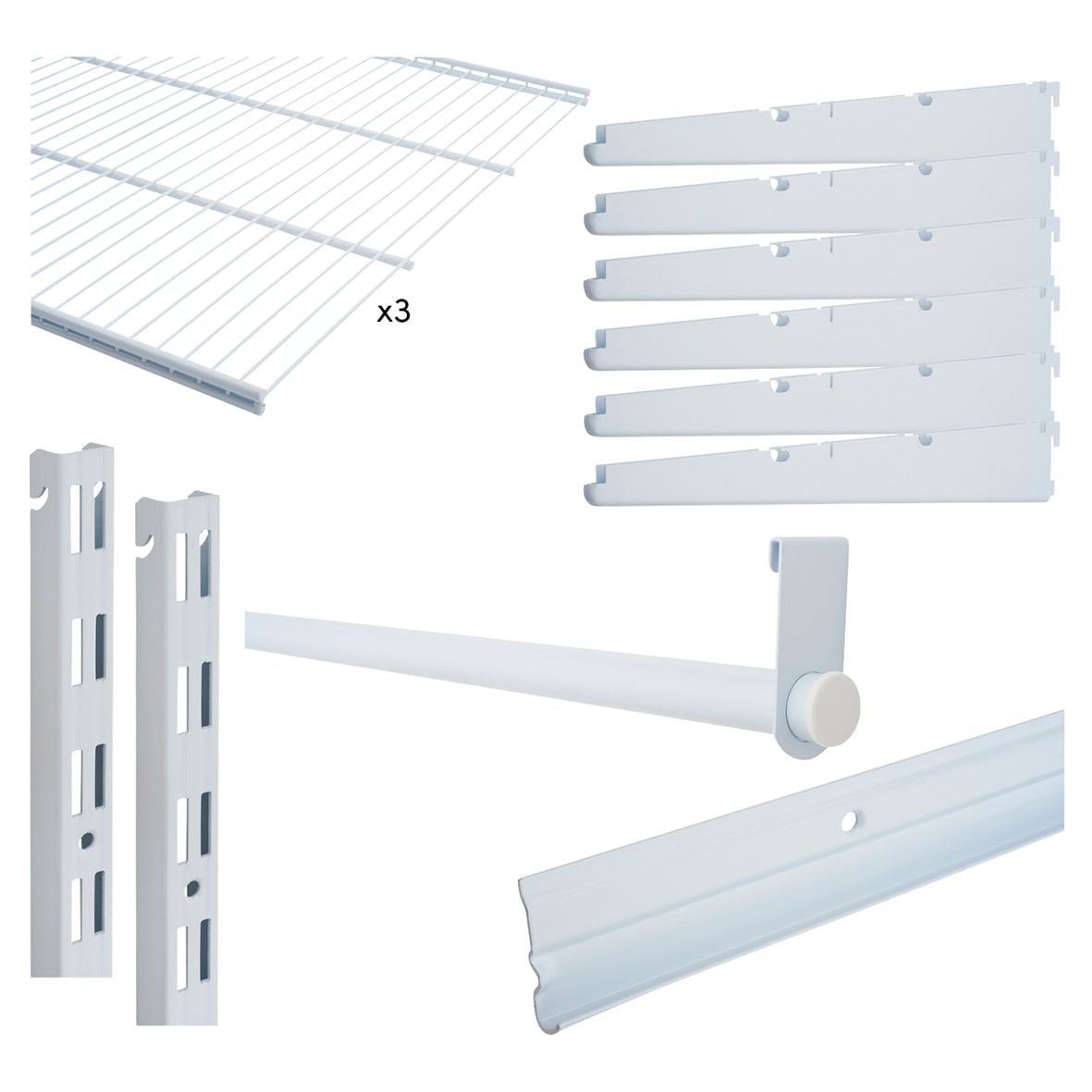 Wardrobe Kit - 1 Bay & 3 x Ventilated Wire Shelf - White - view 3