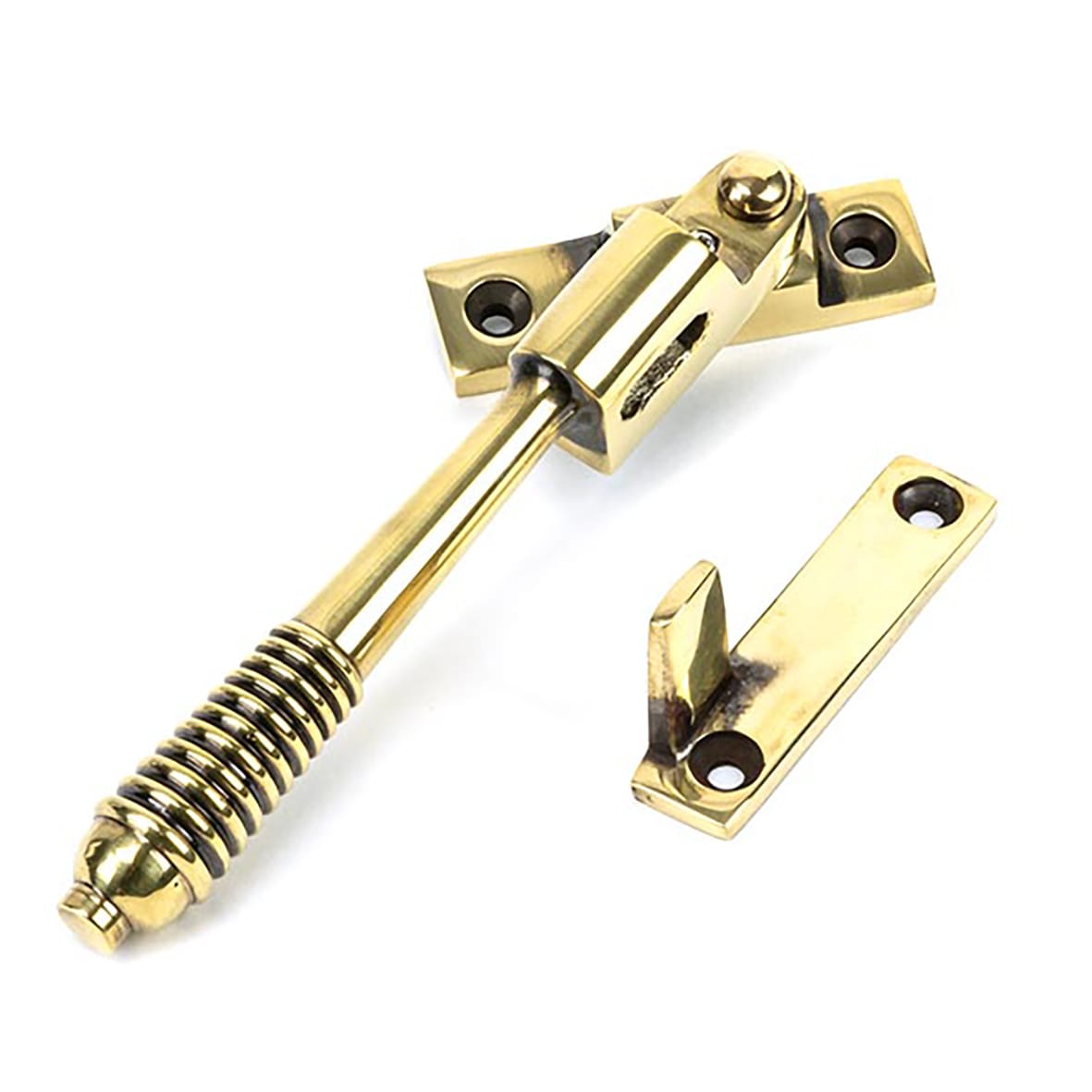 Reeded Locking Night Vent Casement Window Fastener - Aged Brass - view 2