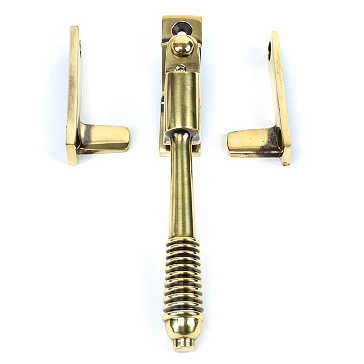 Reeded Locking Night Vent Casement Window Fastener - Aged Brass - view 4