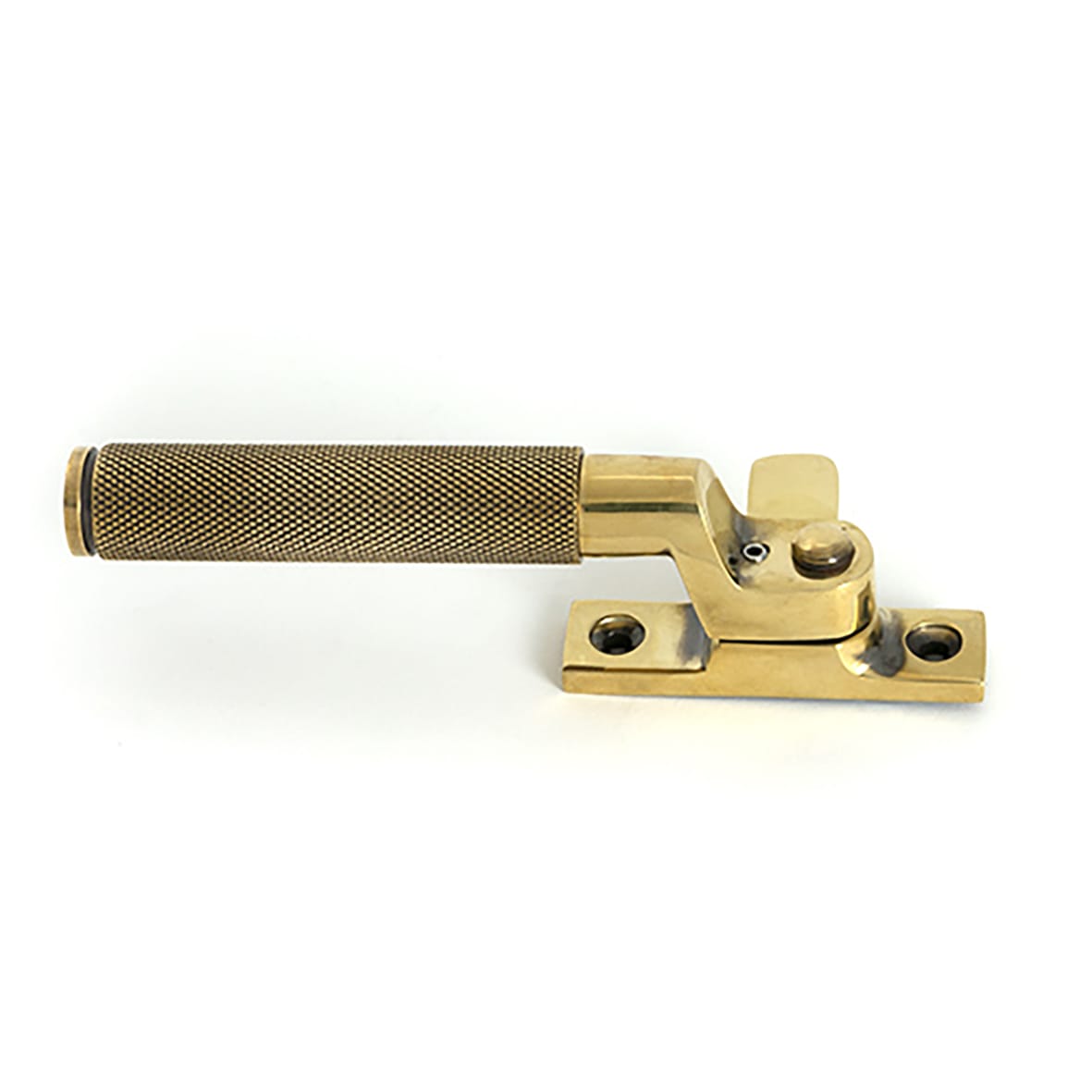 Brompton Knurled Locking Mortice & Hook Plate Window Fastener - Right - Aged Brass - view 4