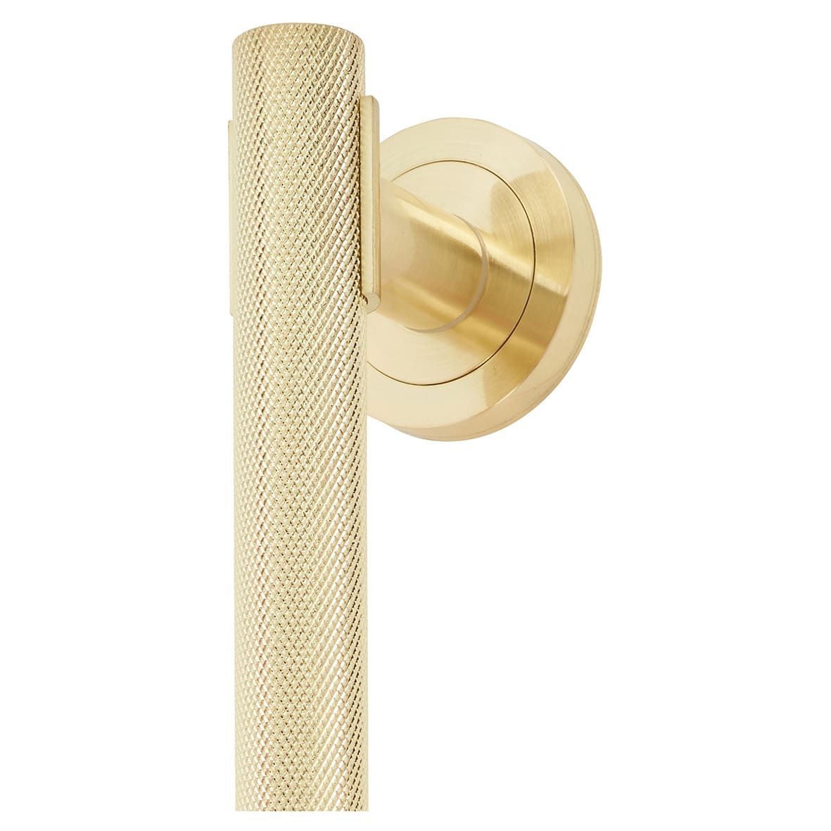 Satin Brass 52mm Knurled T-Bar Door Pull Handle on Rose - Screw Fix - 300mm Centres - view 2
