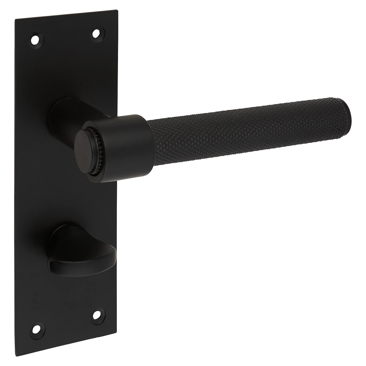 Matt Black Knurled Bathroom Door Handles - Loxley Range - 150 x 50mm - view 4