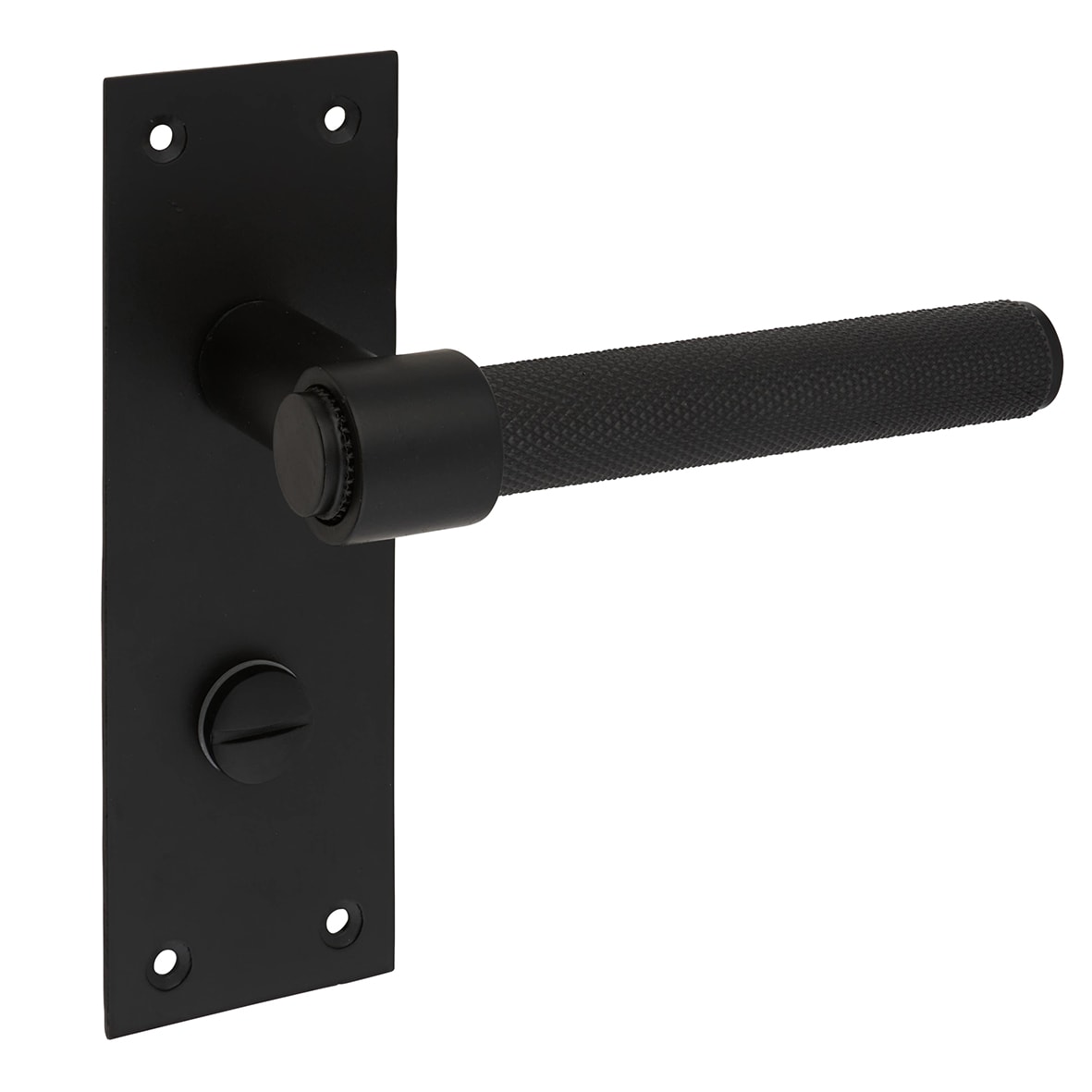 Matt Black Knurled Bathroom Door Handles - Loxley Range - 150 x 50mm - view 5