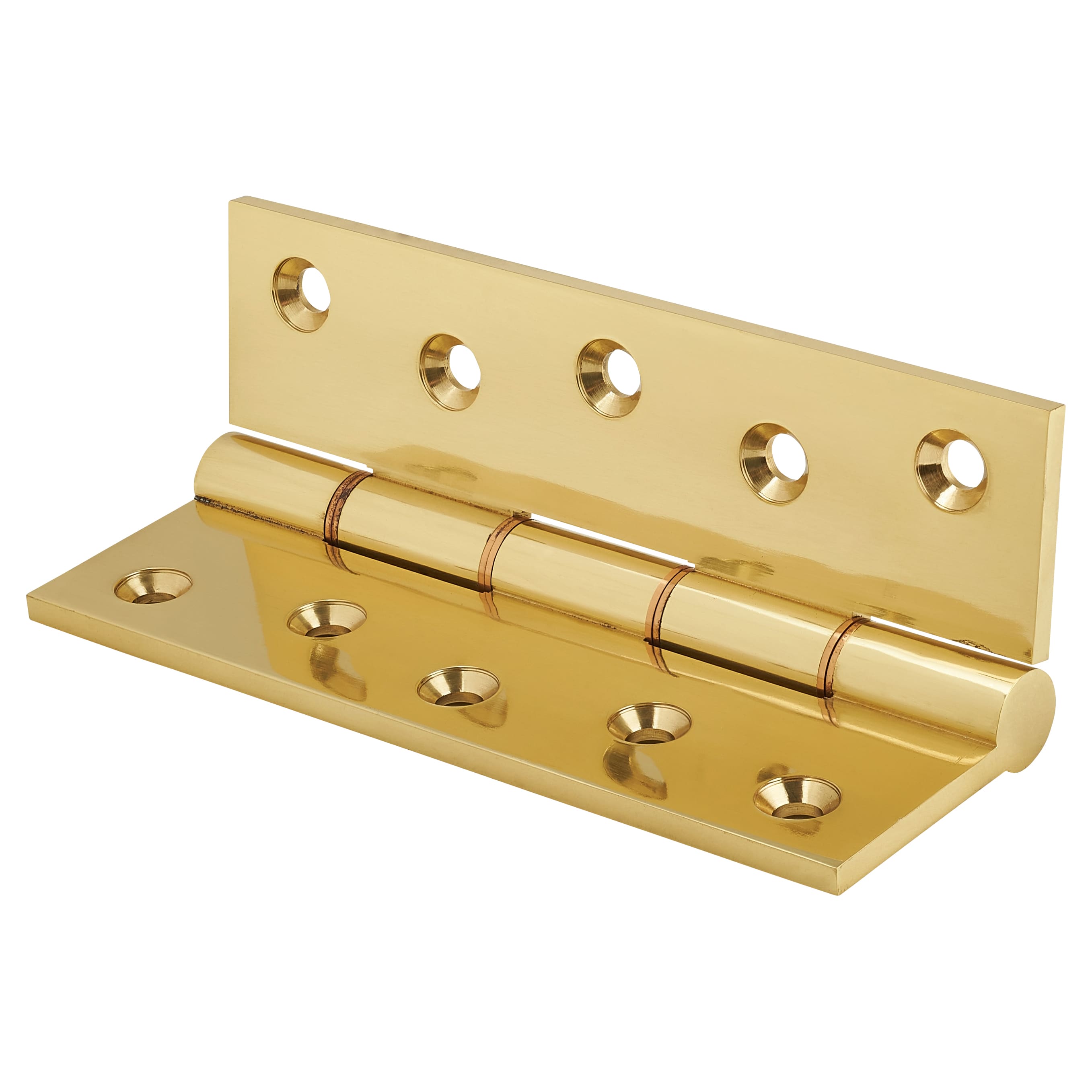 Double Phosphor Bronze Washered Butt Door Hinge - 127 x 75 x 4mm - Polished Brass - Pair - view 3