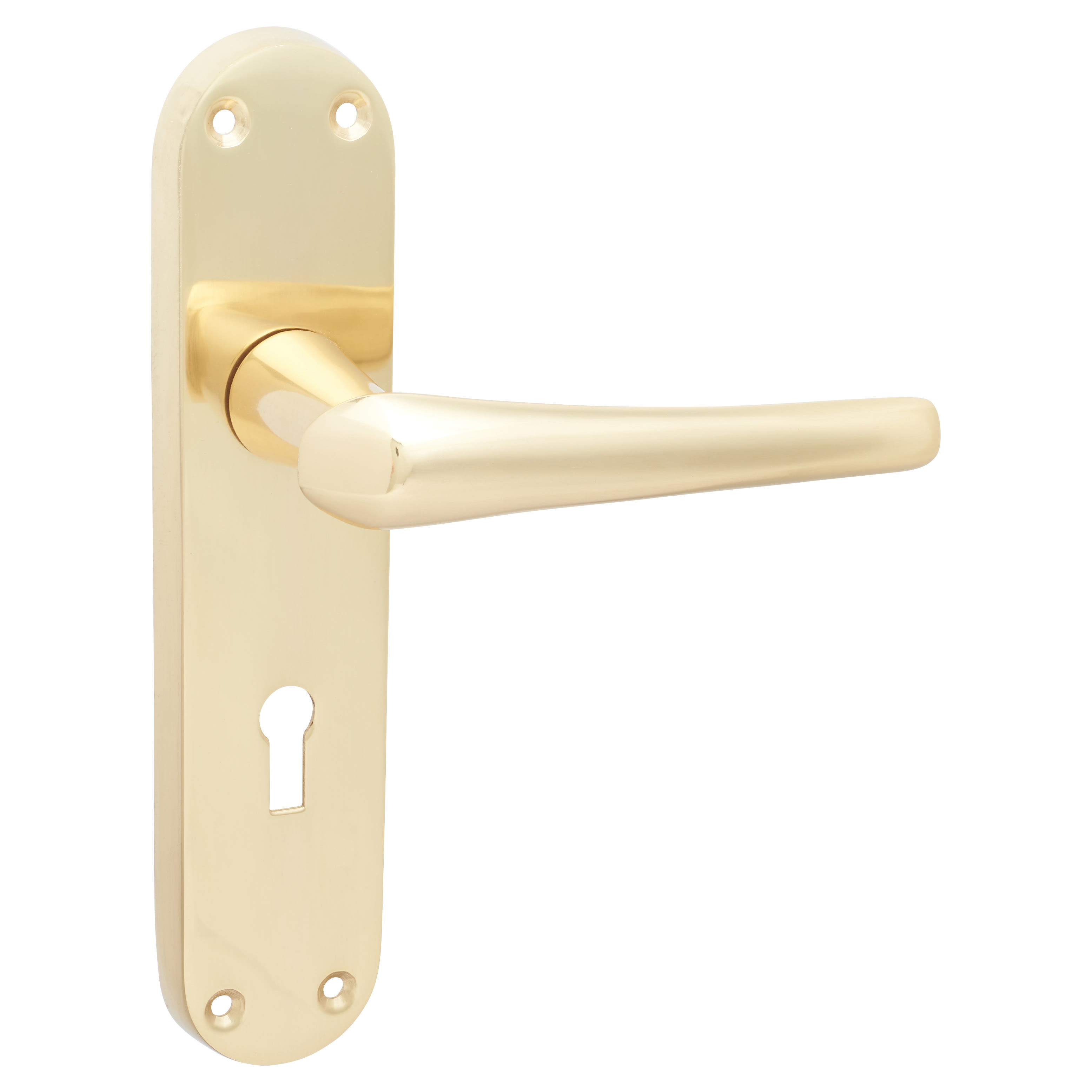 Polished Brass Keyhole Lock Door Handles - Naples Range - 182 x 40mm - view 4
