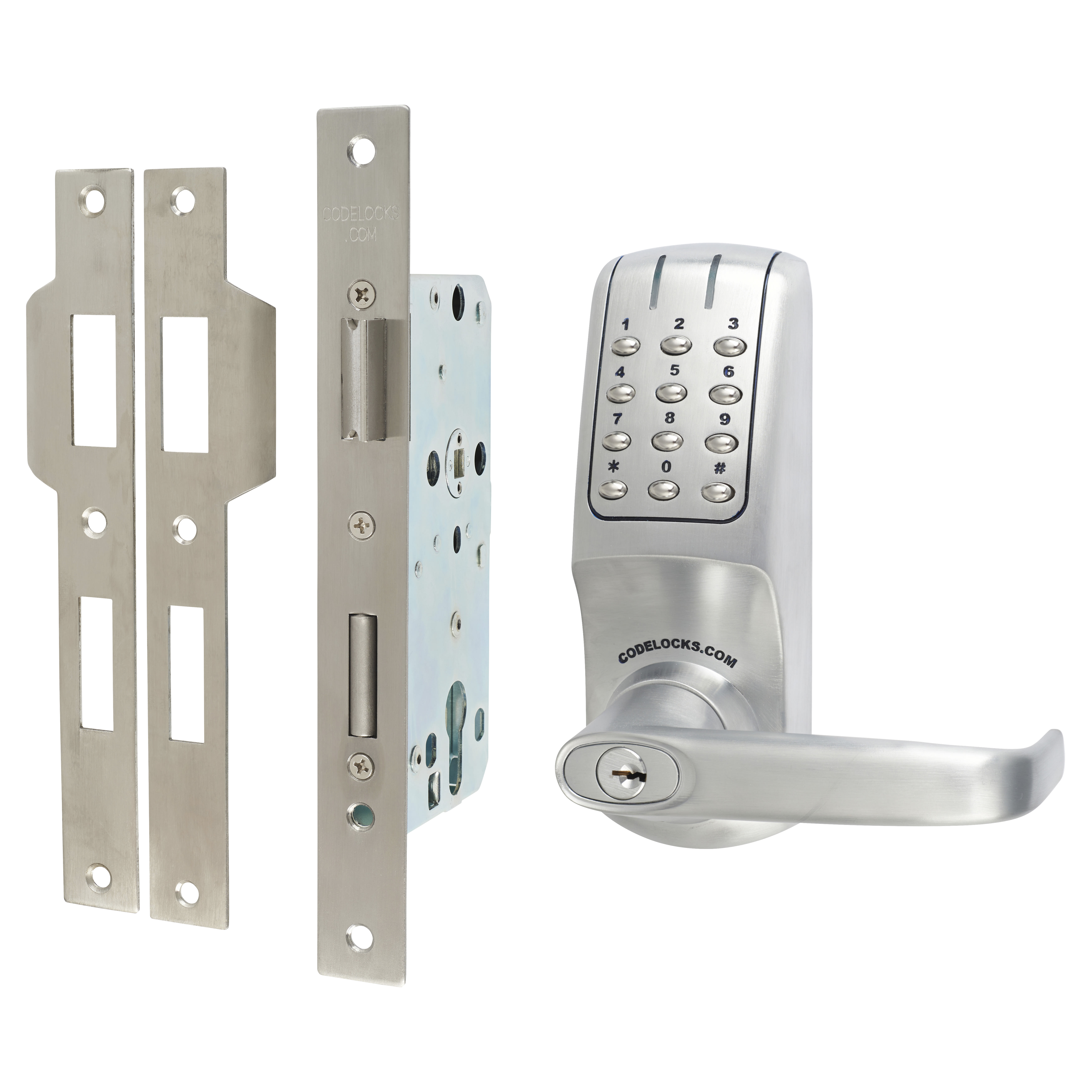 Digital Code Lock and Sashlock with Key Override - Brushed Steel - view 2
