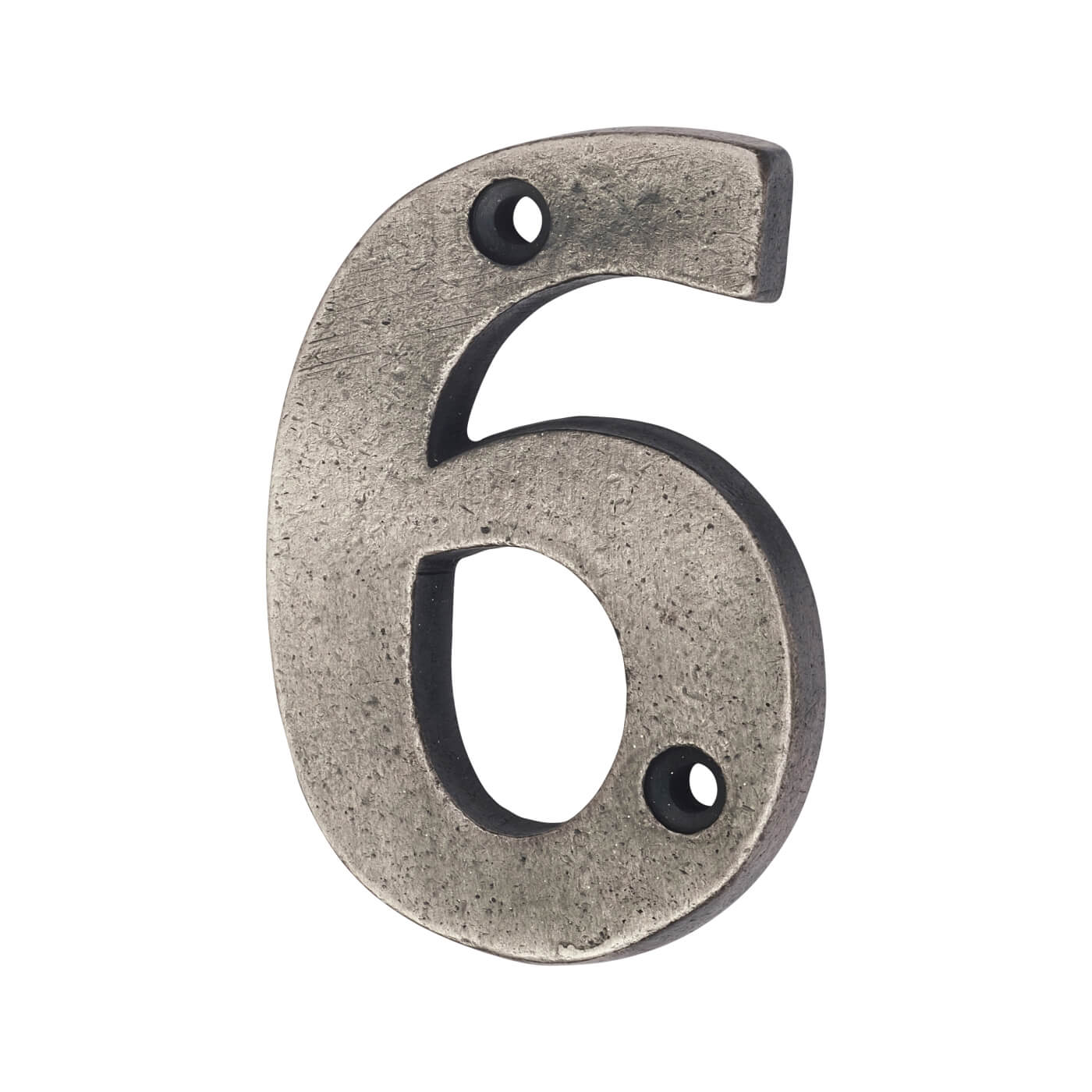 78mm Screw Fix Door Numeral - 6 - Pewter - view 2