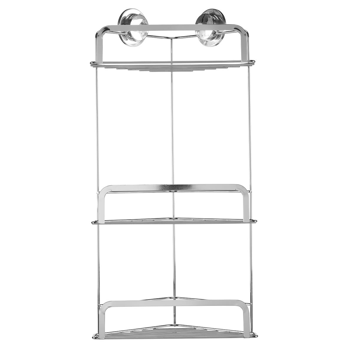 Stick 'N' Lock Corner Shower Basket - Three Tier - 536 x 260 x 166mm - Polished Chrome - view 2