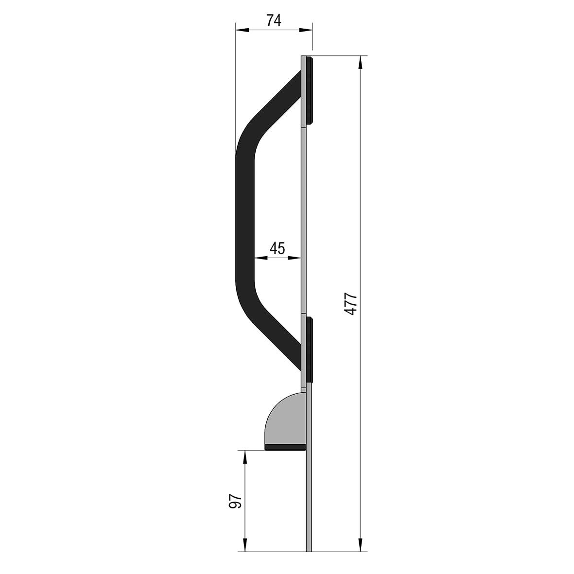 VetroMount Mounting Aid - 477mm Length - Self Colour Steel - view 3