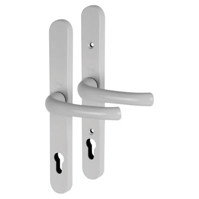 White uPVC Universal Lock Door Handles - Euro - 92mm c/c - view 2