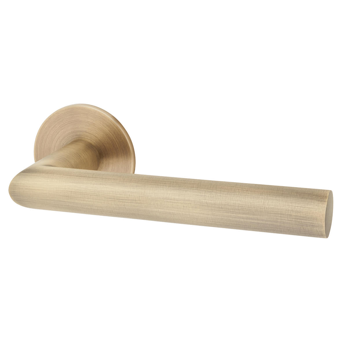 Matt Antique Brass Door Handles on Round Slim Rose - Schema Minim Range - view 2