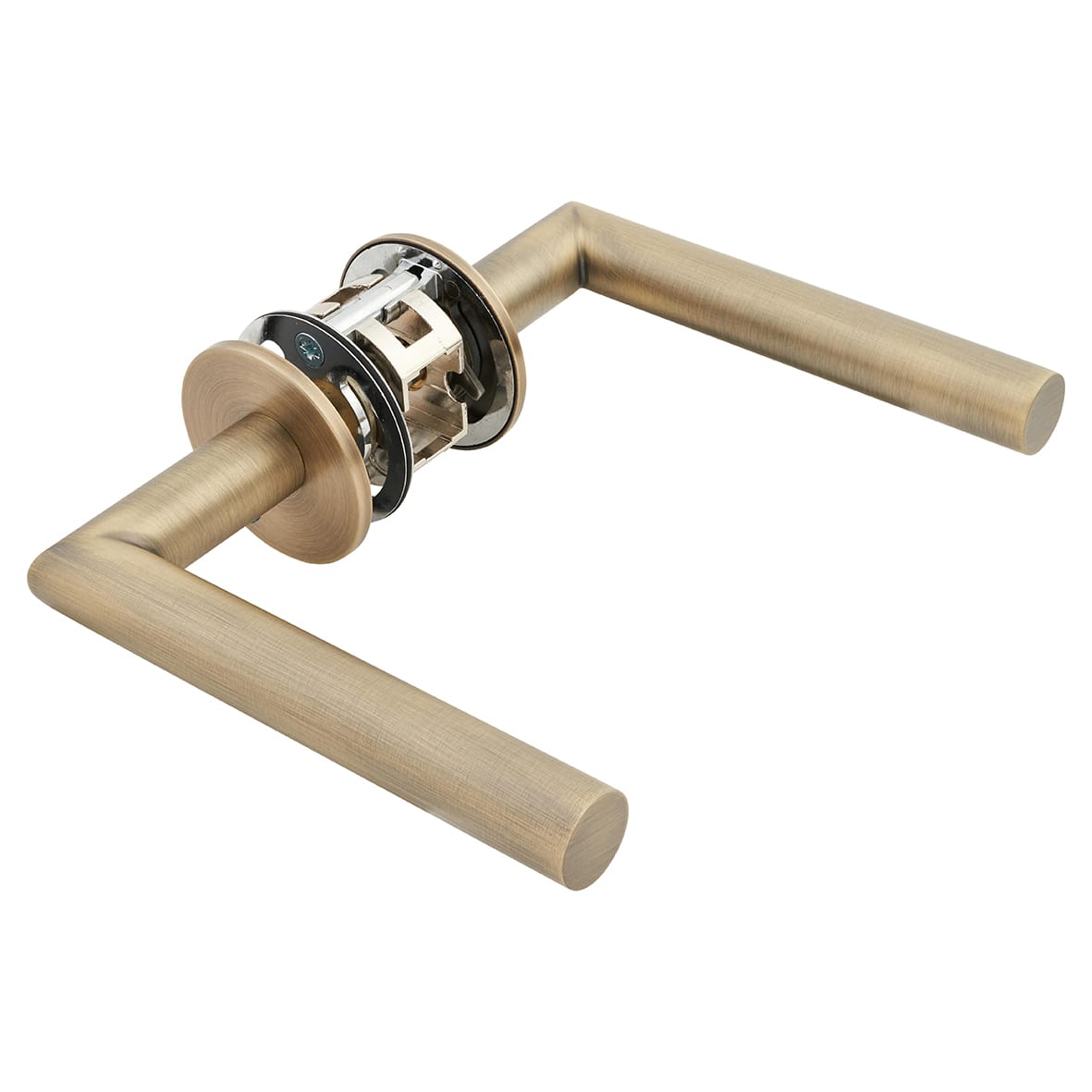 Matt Antique Brass Door Handles on Round Slim Rose - Schema Minim Range - view 4