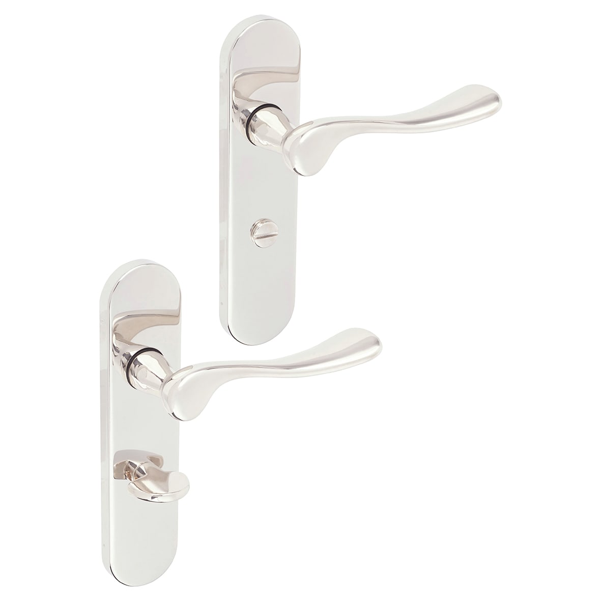 Polished Nickel Scroll Bathroom Door Handles - Berkshire Range - 113 x 39mm - view 2