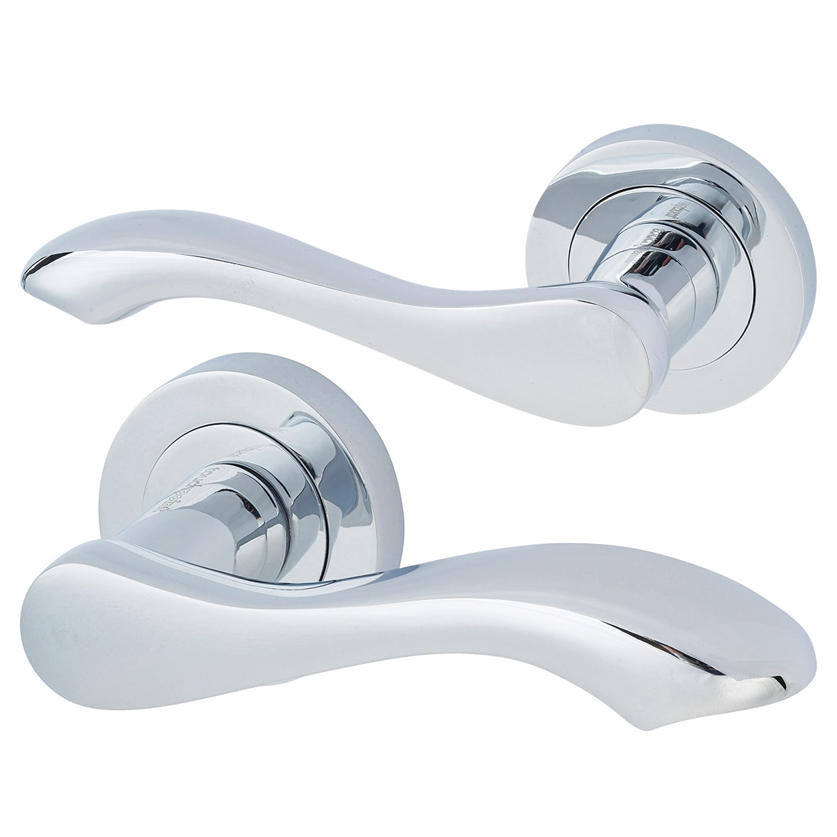 Polished Chrome Scroll 3 Lever Sashlock Door Handles on Rose Pack - Scarlett Range - view 2