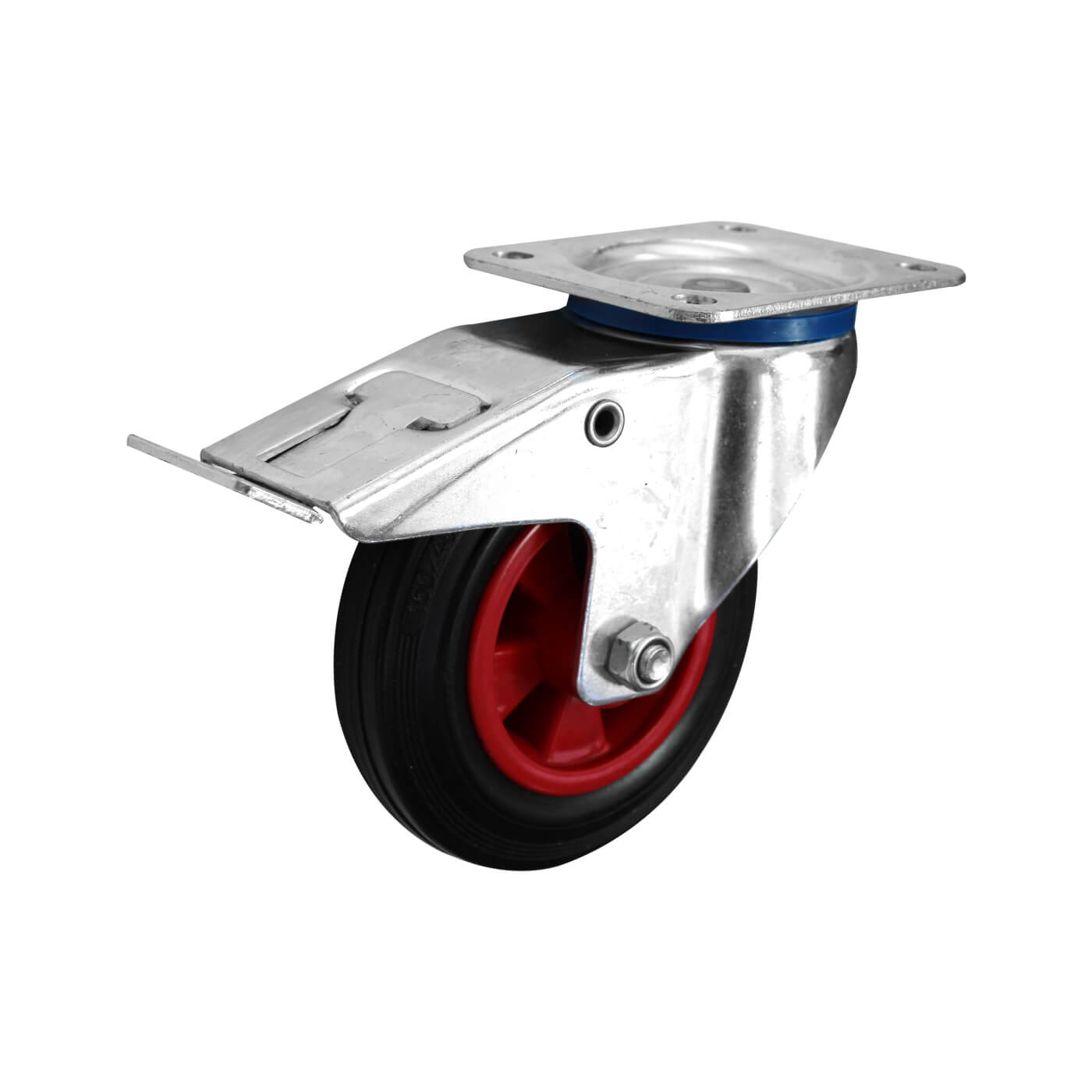 Heavy Duty Industrial Castor - Swivel Braked - 135kg Max Weight - 160mm Diameter - Black/Red - view 2