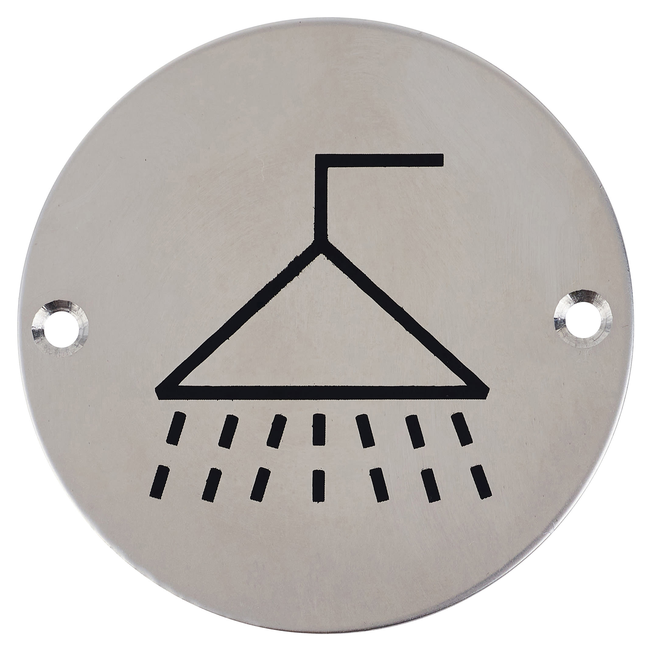 Shower Door Sign - 75mm Diameter - Polished Stainless Steel - view 2