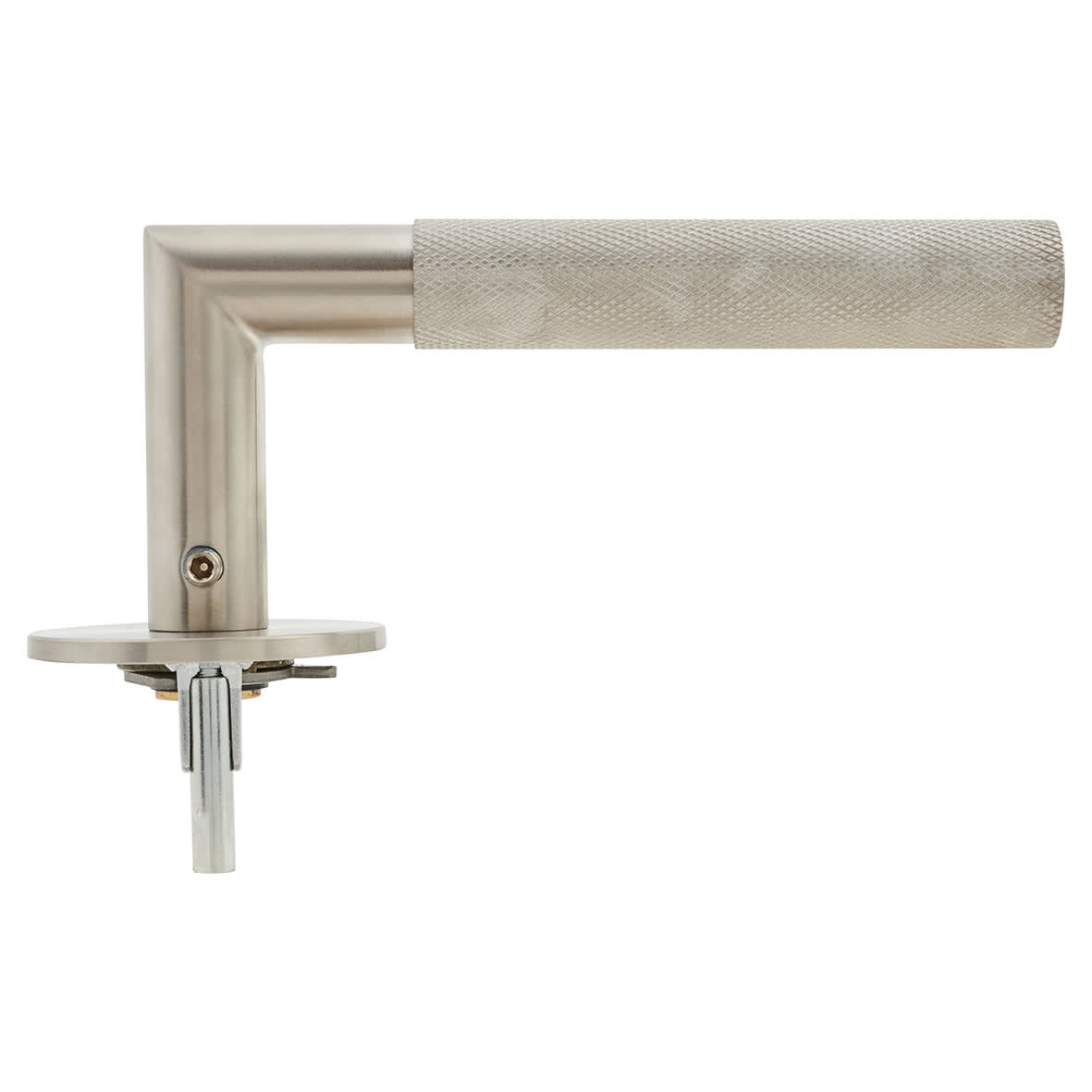 Satin Stainless Steel Knurled Door Handles on Round Slim Rose - Schema Modell Range - view 5
