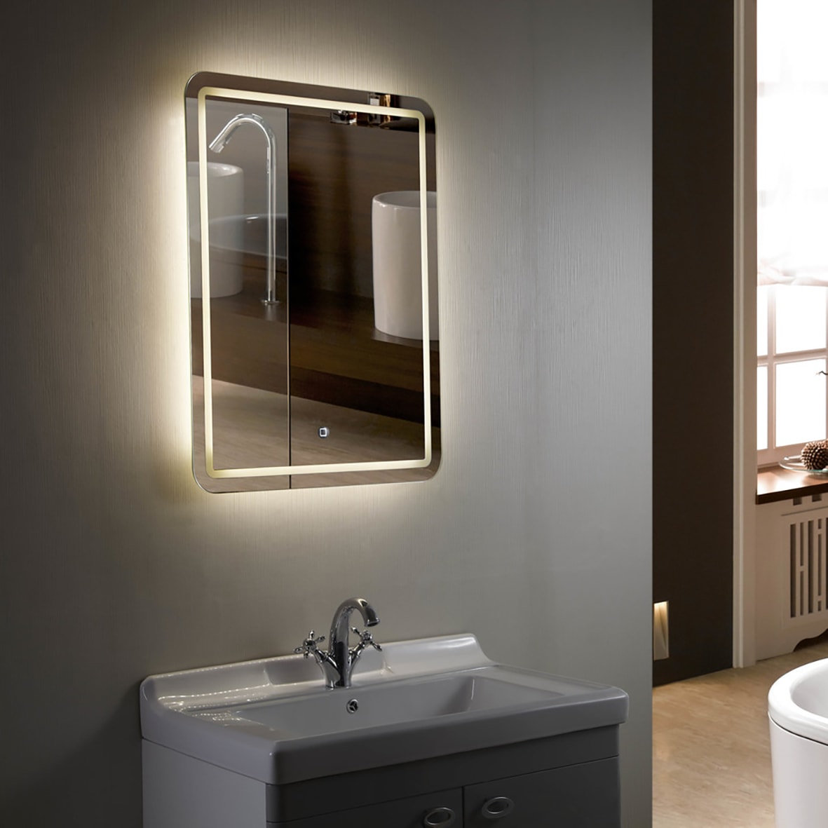 Flexi-Fix Chawston 12.5W LED Bathroom Mirror - Touch Sensitive & Demister - 580 x 380 x 25mm - view 2