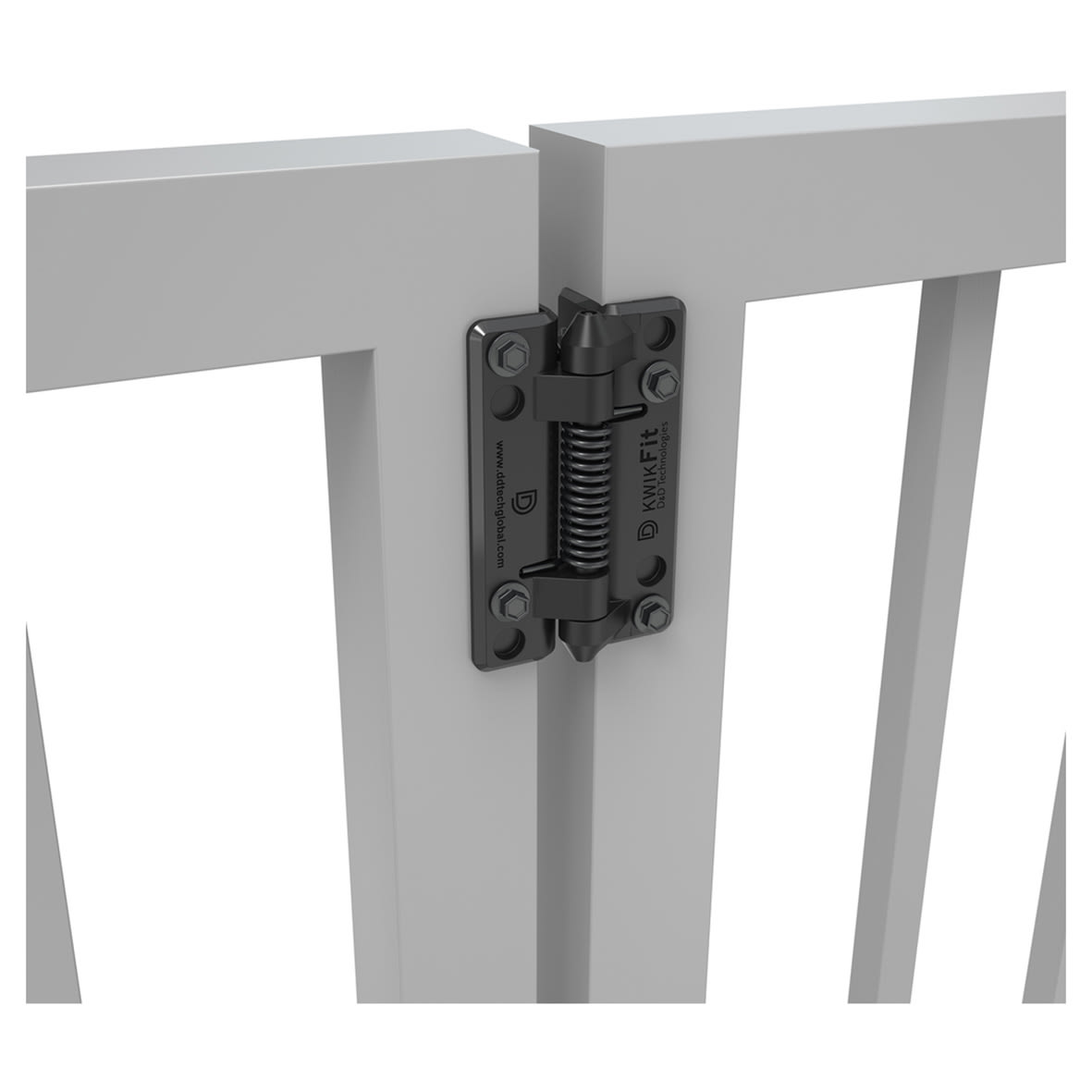 D&D Kwikfit Light Duty Nylon Spring Gate Hinge - Self-Closing - 110 x 70.3 x 34mm - Black - Pair - view 2