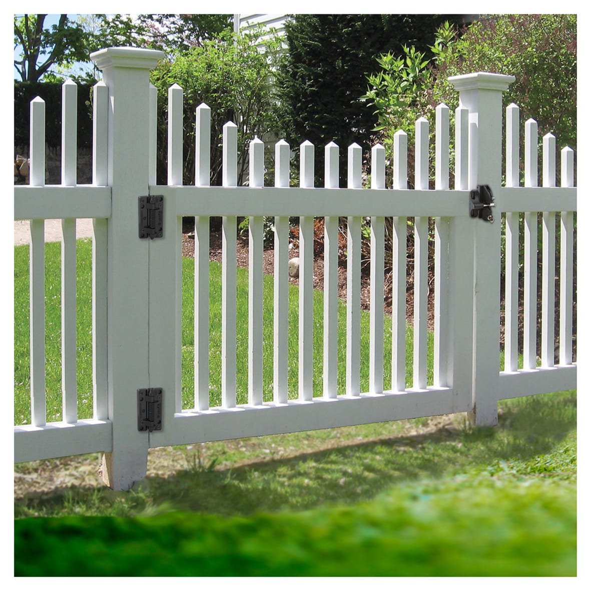D&D Kwikfit Light Duty Nylon Spring Gate Hinge - Self-Closing - 110 x 70.3 x 34mm - Black - Pair - view 3