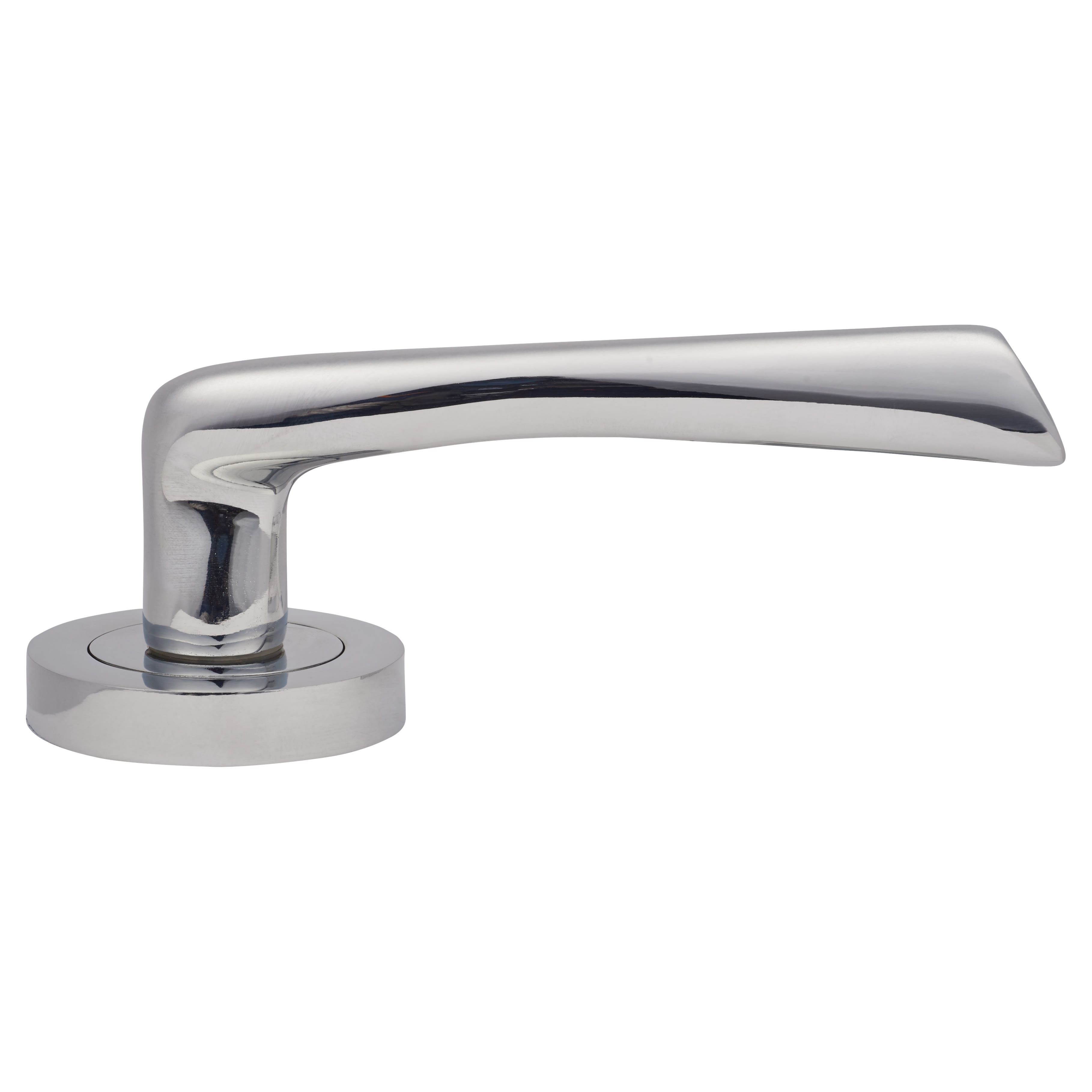 Polished Chrome Latch Door Handles on Rose Pack - Rimini Range - view 5