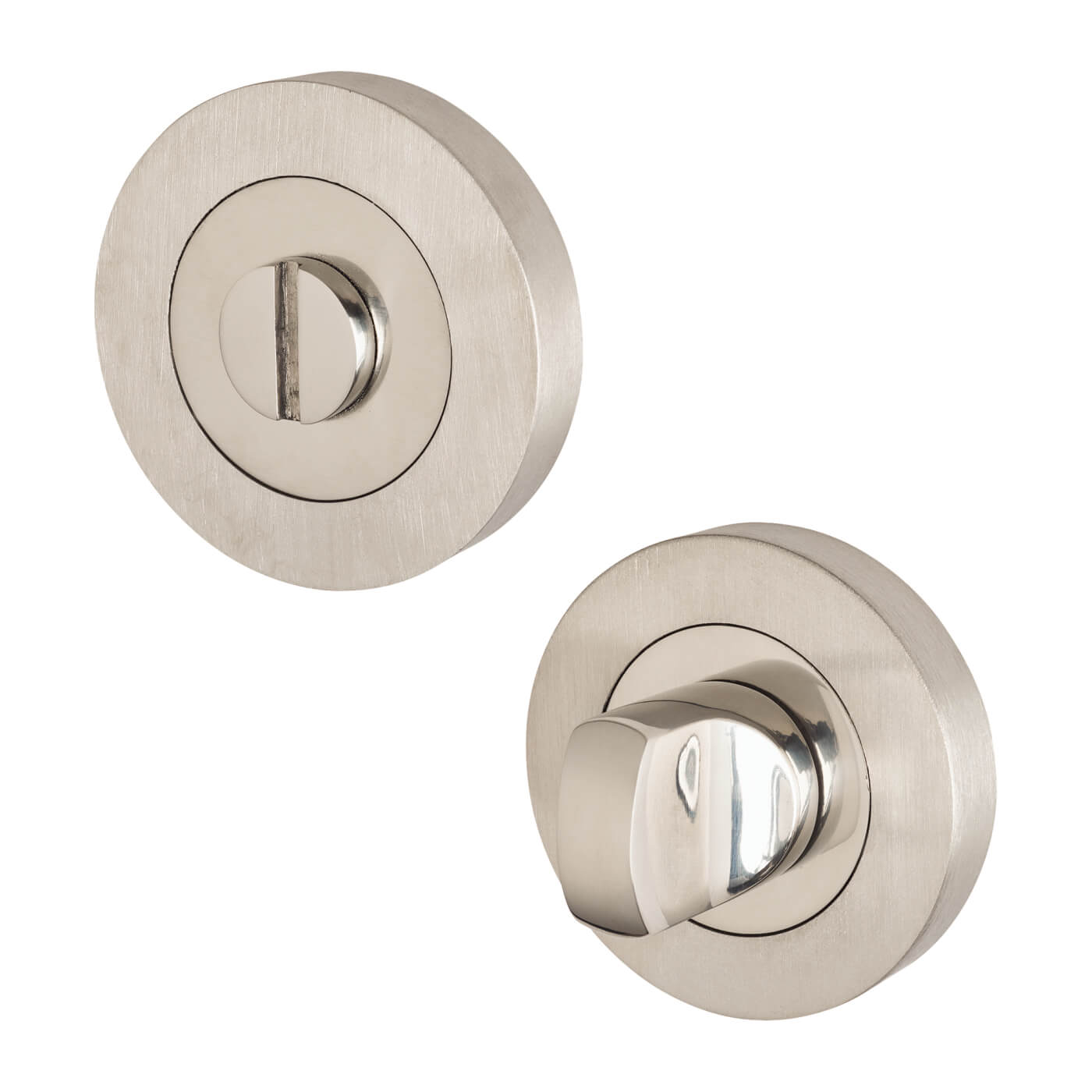 Duo Bathroom Turn & Release - 53mm Diameter - Satin/Polished Stainless Steel - view 2