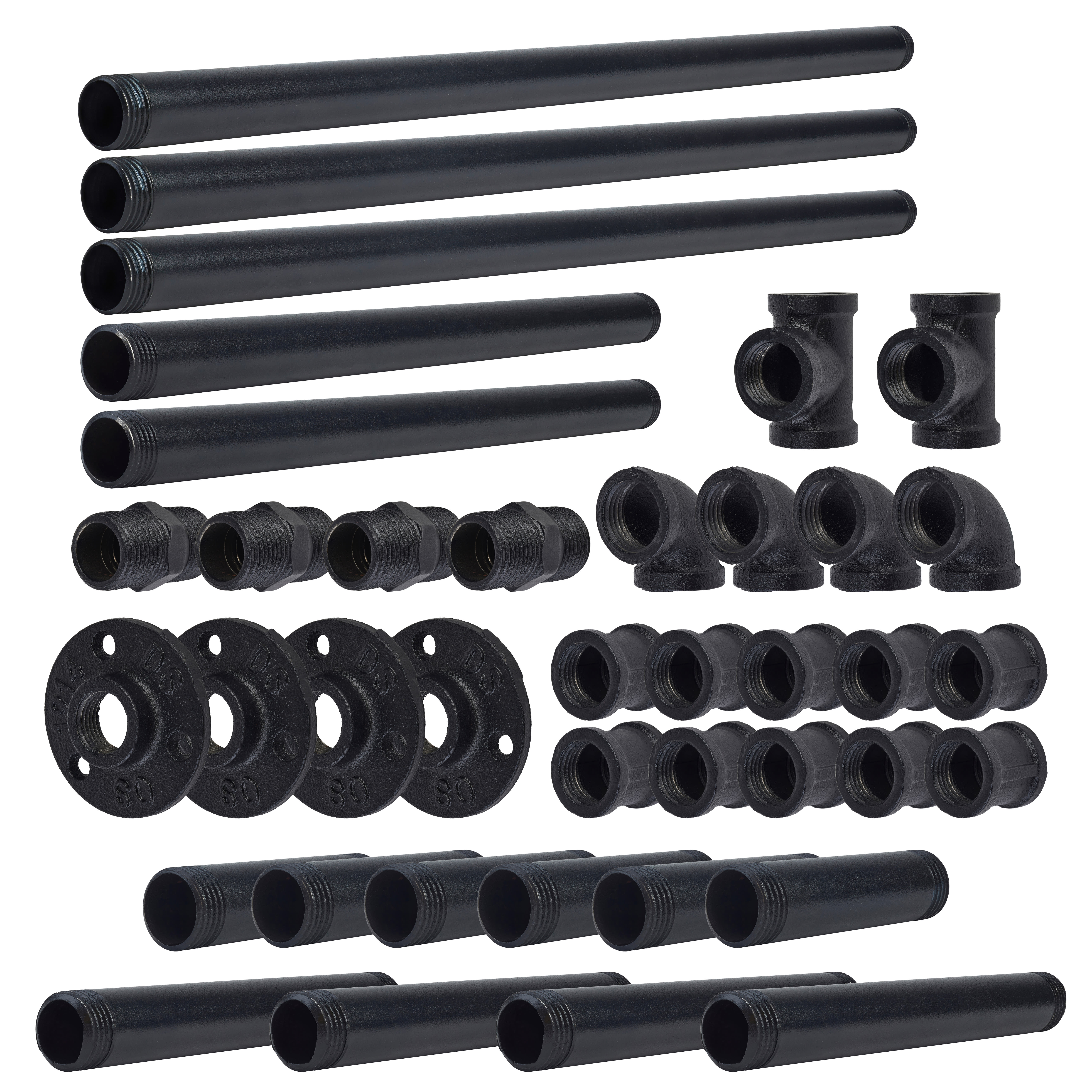 1/2" 3 Tier Drill Through Pipe Shelf Kit with Hanging Rail - Black - view 3