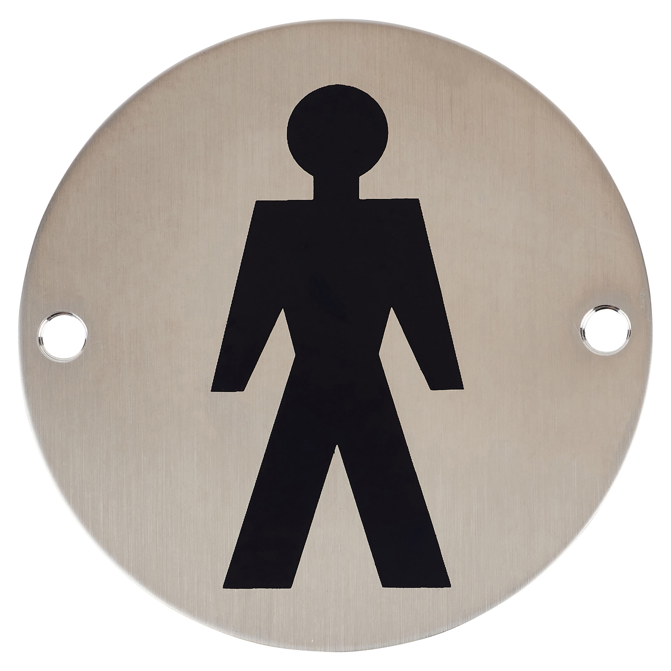 Mens Toilet Door Sign - 75mm Diameter - Satin Stainless Steel - view 2