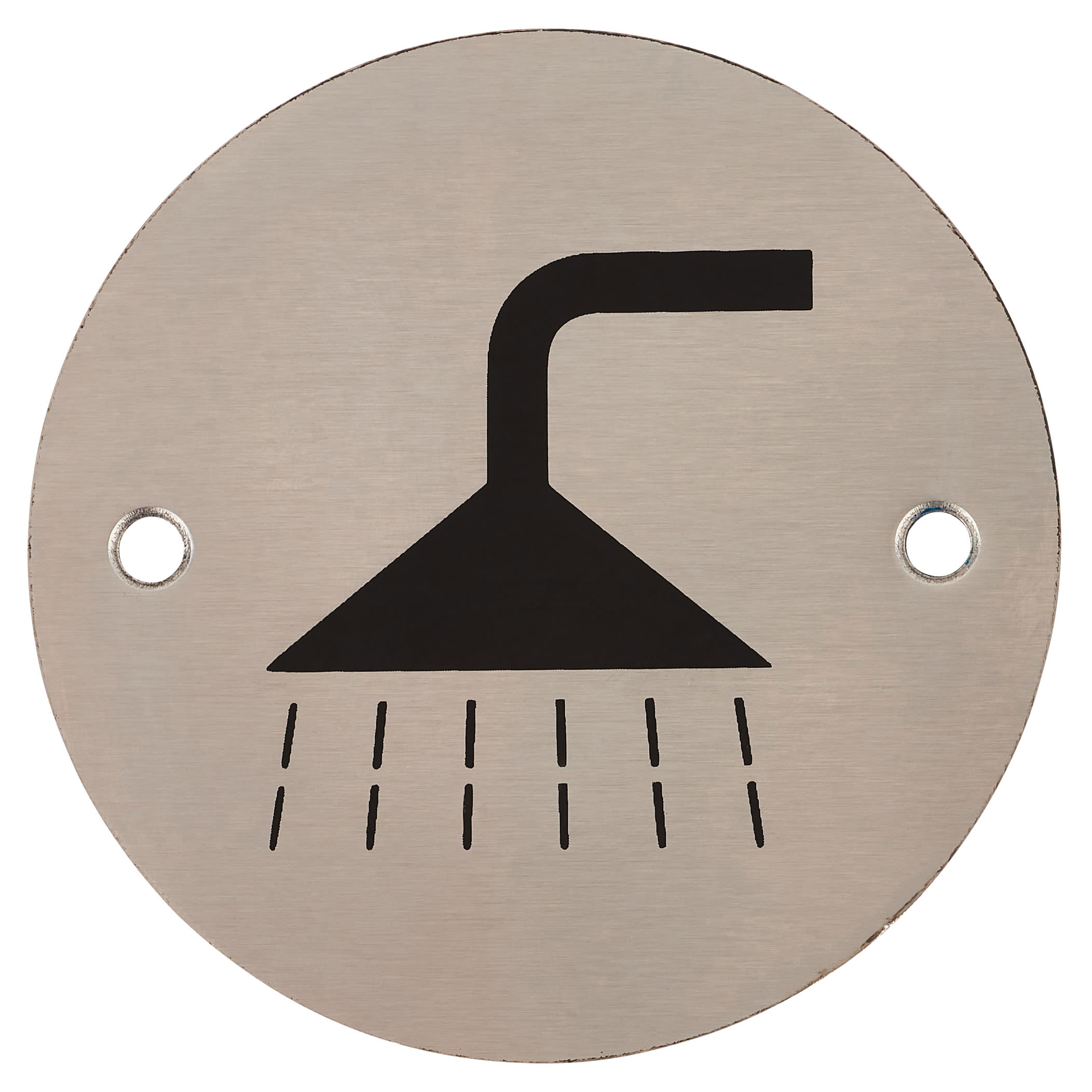 Shower Door Sign - 75mm Diameter - Satin Stainless Steel - view 2