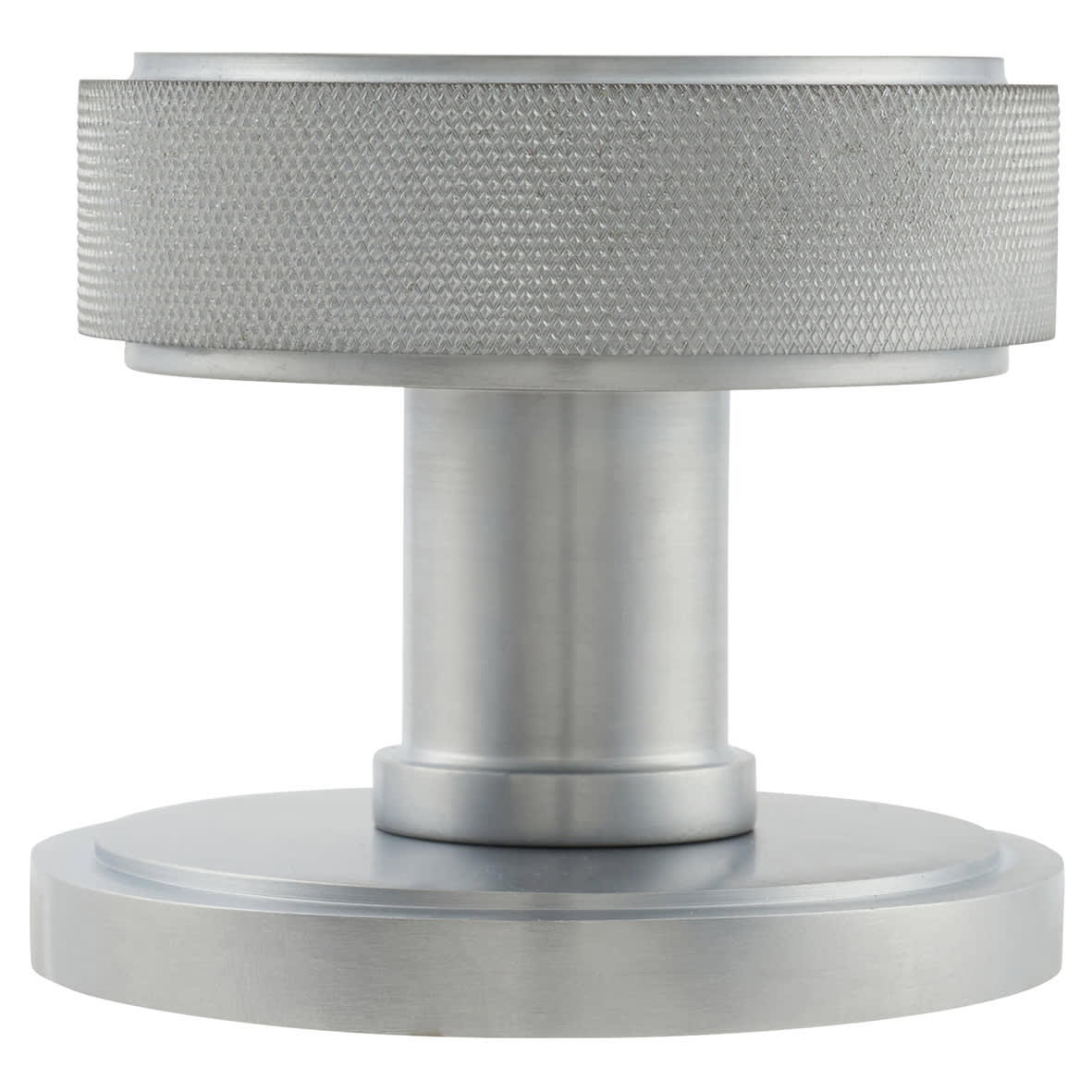 Satin Chrome Round Knurled Centre Door Knob - 80mm Rose Diameter - view 2