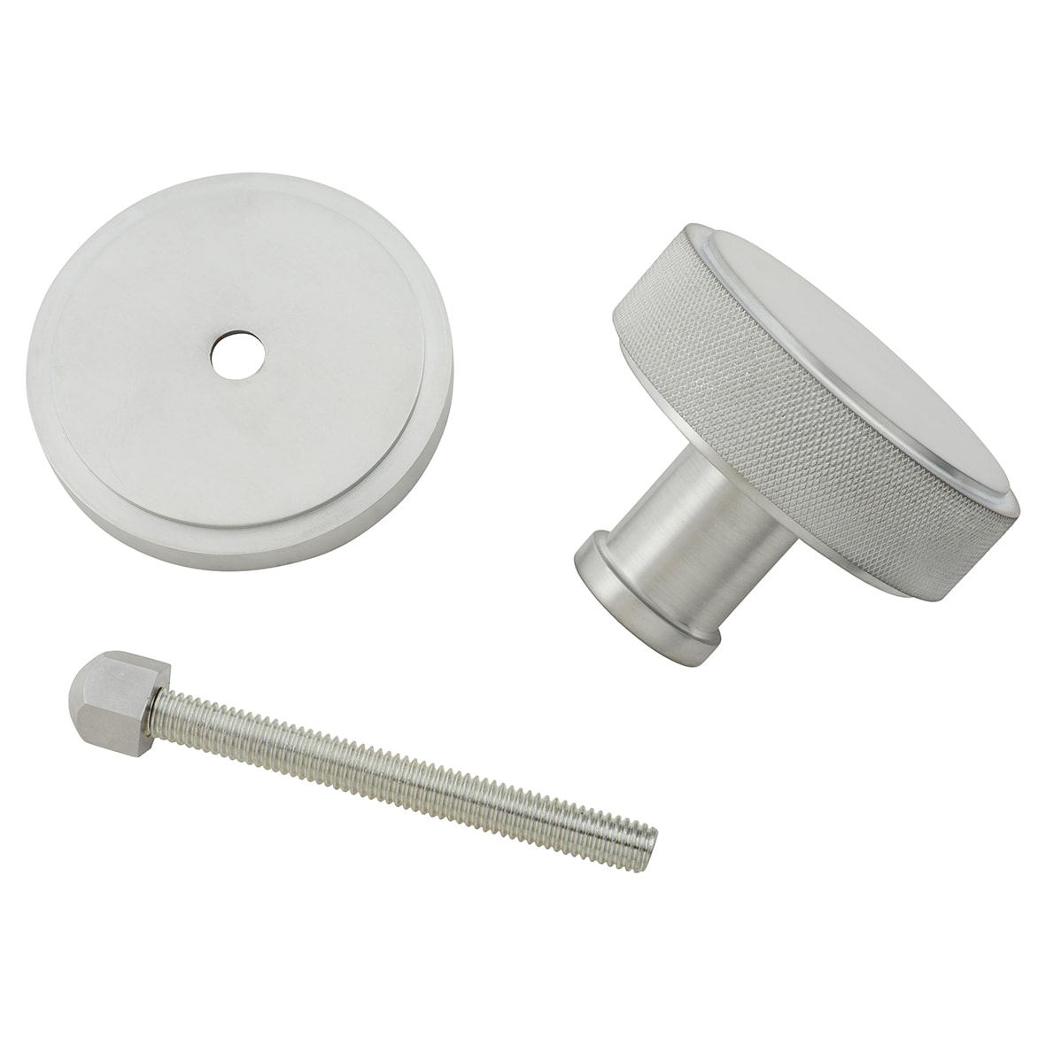 Satin Chrome Round Knurled Centre Door Knob - 80mm Rose Diameter - view 3