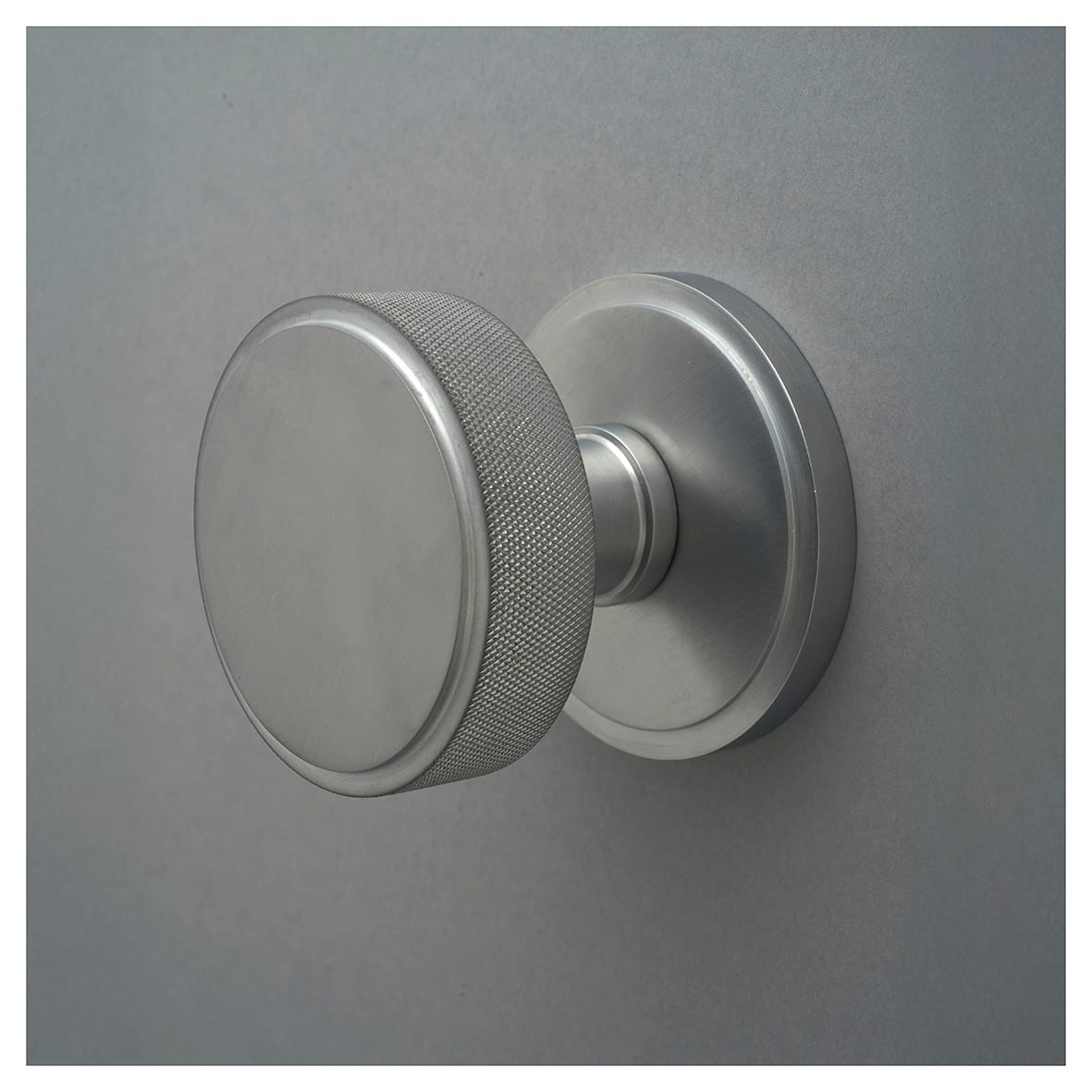 Satin Chrome Round Knurled Centre Door Knob - 80mm Rose Diameter - view 5