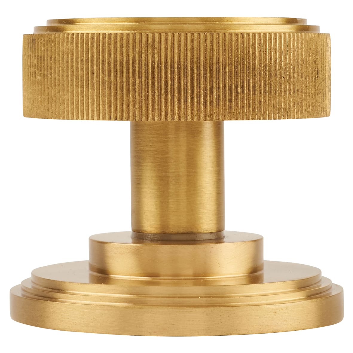 Satin Brass Lines Mortice Door Knob - 62mm Rose Diameter - Riley Range - view 2