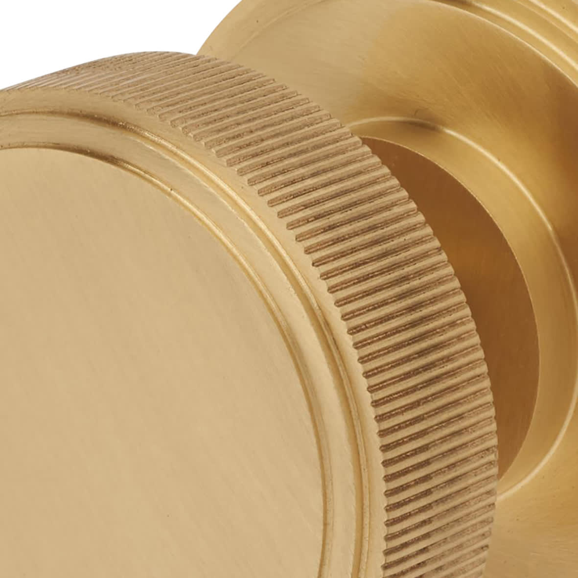 Satin Brass Lines Mortice Door Knob - 62mm Rose Diameter - Riley Range - view 4