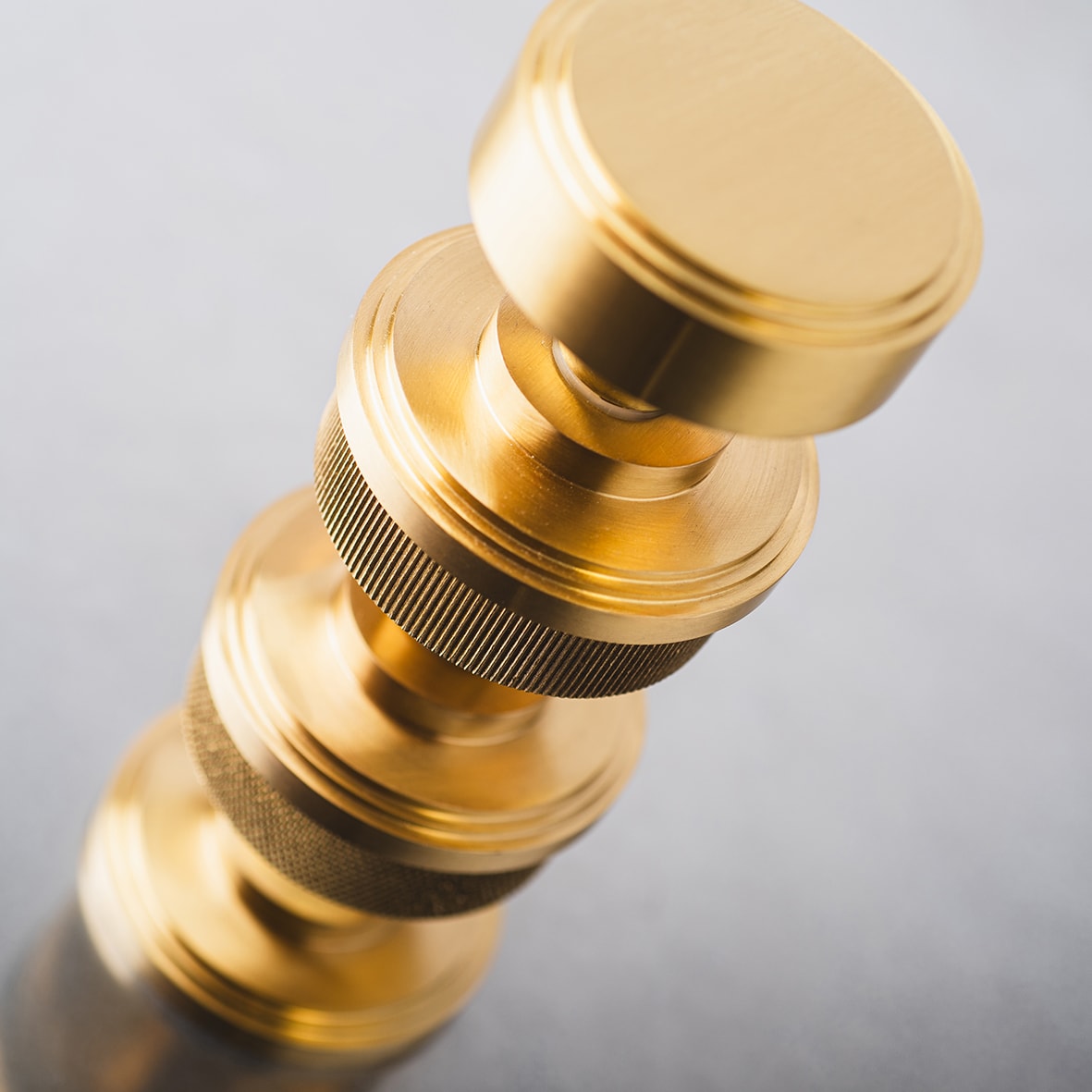 Satin Brass Lines Mortice Door Knob - 62mm Rose Diameter - Riley Range - view 7