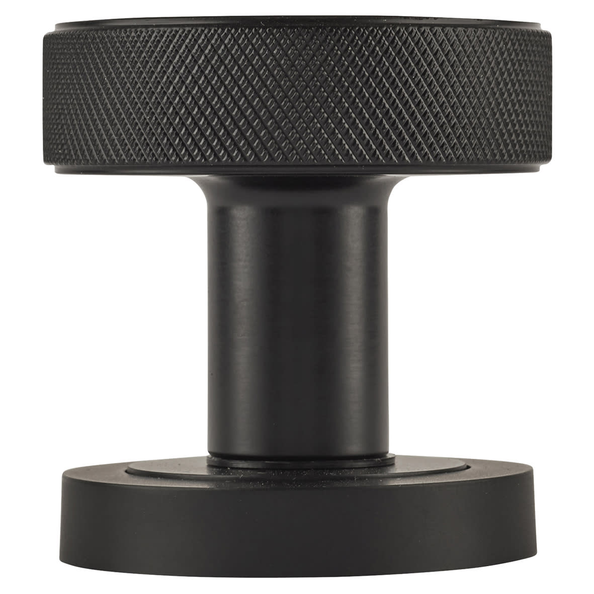 Matt Black Knurled Mortice Door Knob - 52mm Rose Diameter - Riley Range - view 3