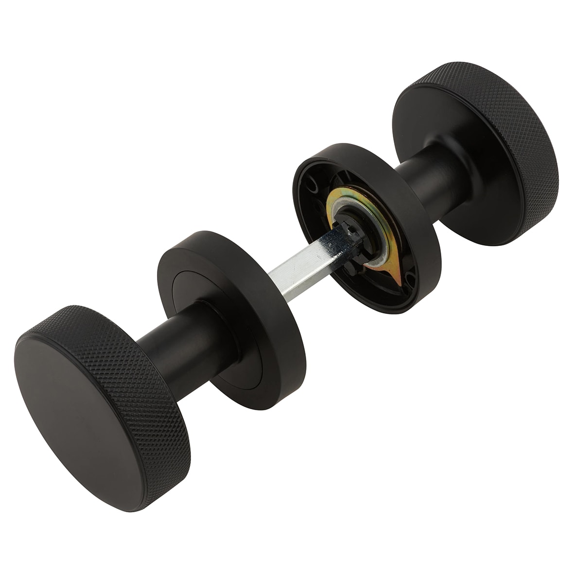 Matt Black Knurled Mortice Door Knob - 52mm Rose Diameter - Riley Range - view 4
