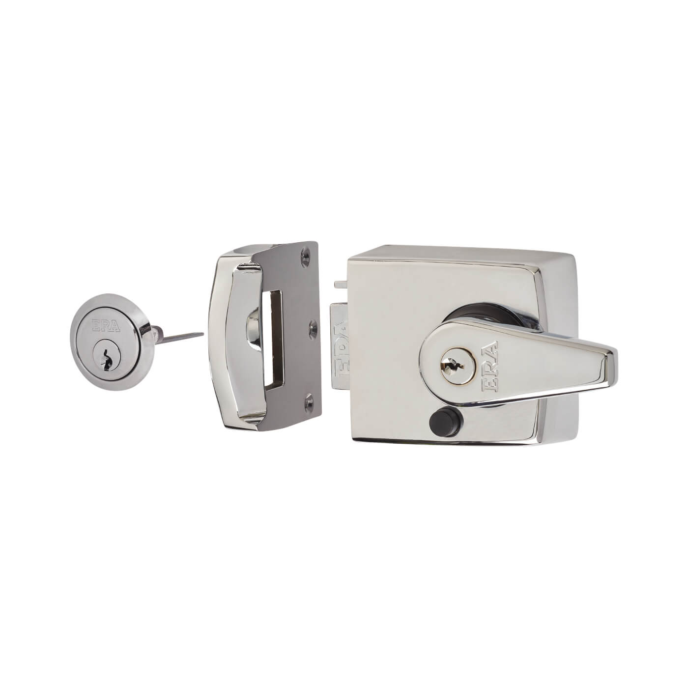 Double Locking Nightlatch - 60mm Backset - Polished Chrome Case/Cylinder - view 2