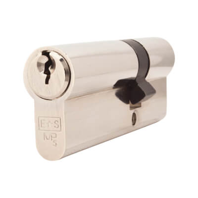 5 Pin 80mm Euro Double Cylinder - 30 + 50mm - Polished Nickel - Keyed to Differ - view 2