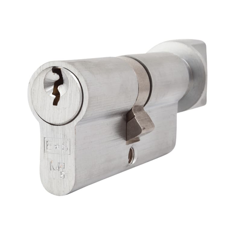 5 Pin 70mm Euro Thumbturn Cylinder - 35mm Turn + 35mm - Satin Chrome - Keyed to Differ - view 2