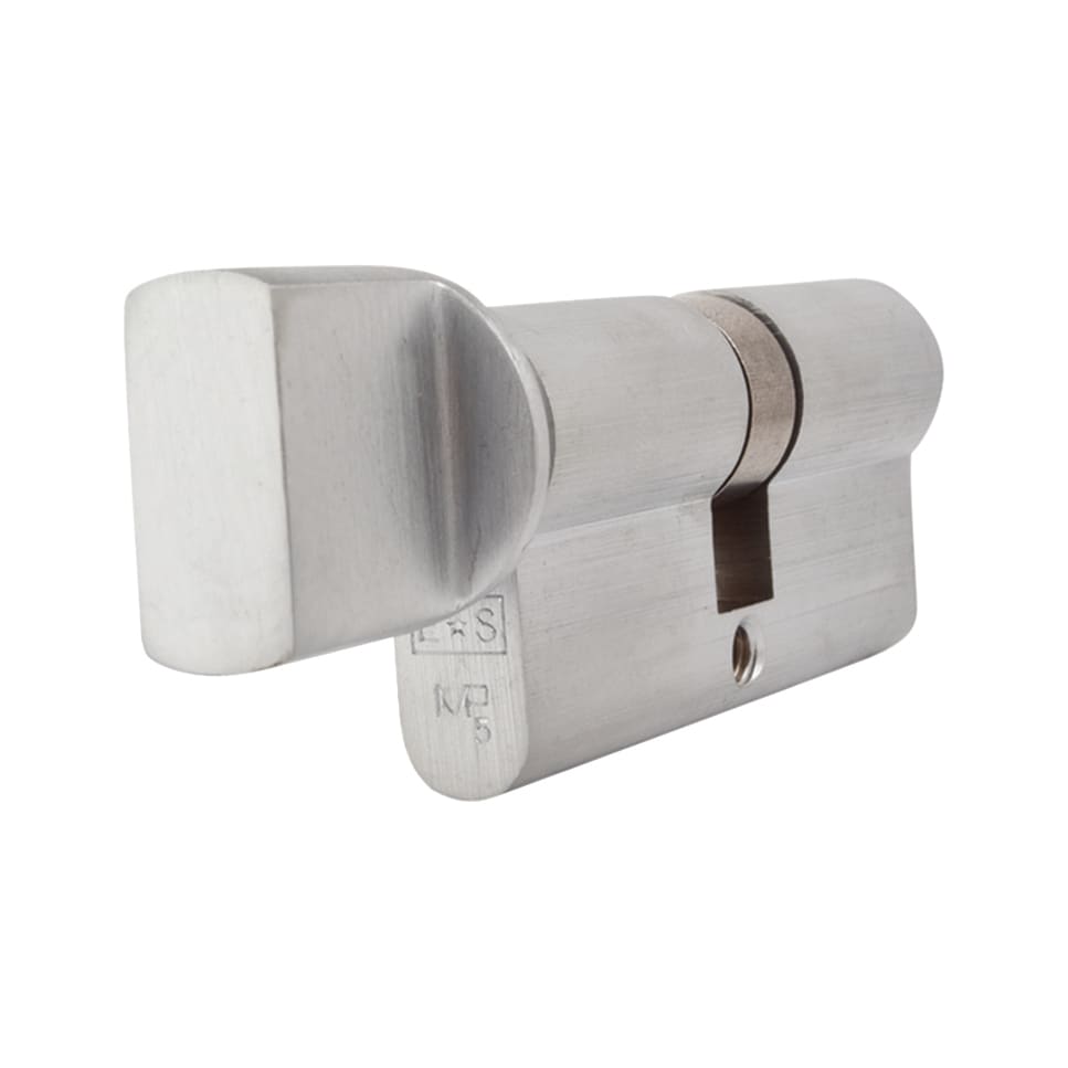 5 Pin 70mm Euro Thumbturn Cylinder - 35mm Turn + 35mm - Satin Chrome - Keyed to Differ - view 3