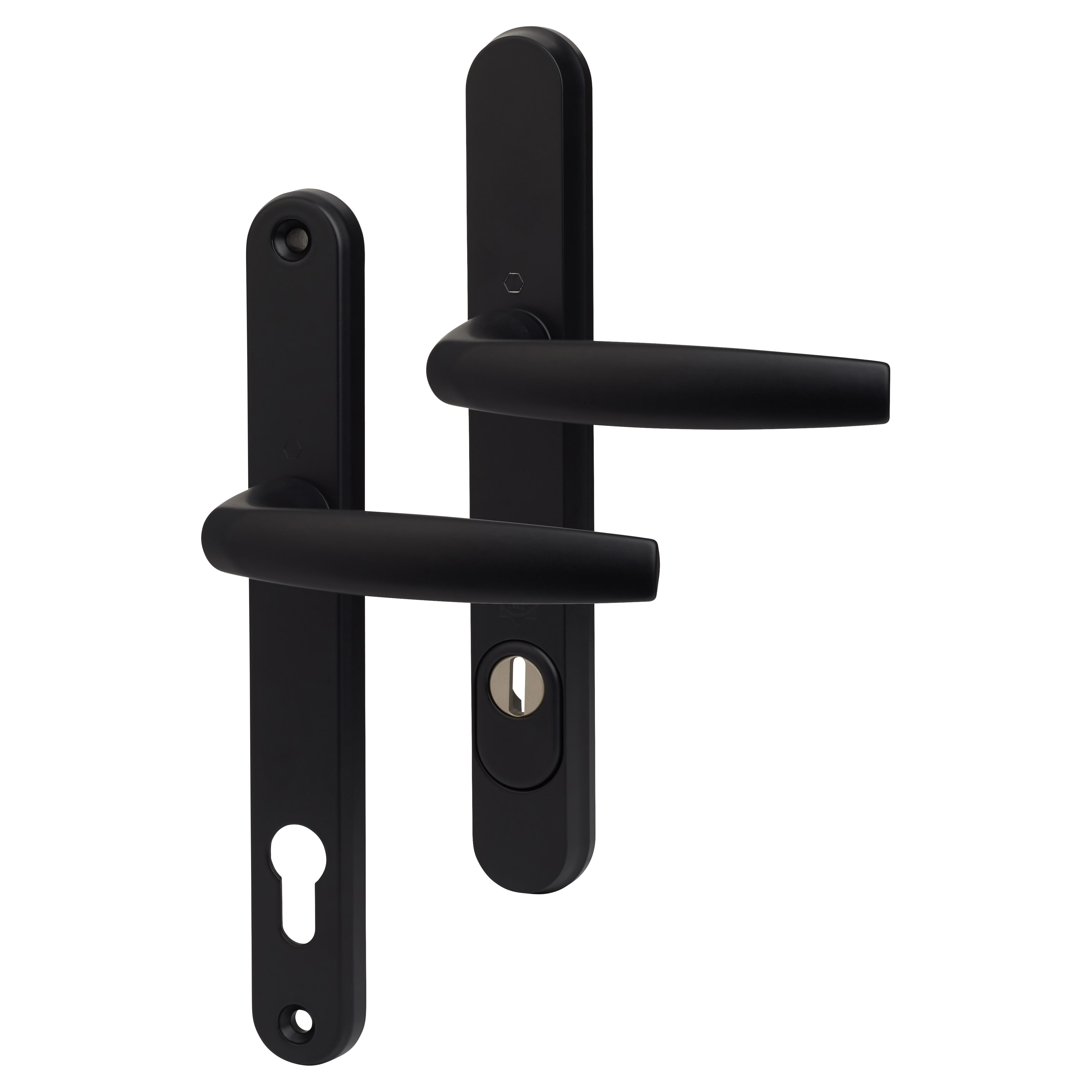 1530/3259N Black uPVC Multipoint Door Handles - Long Plate - 92mm c/c - 70mm door - view 2