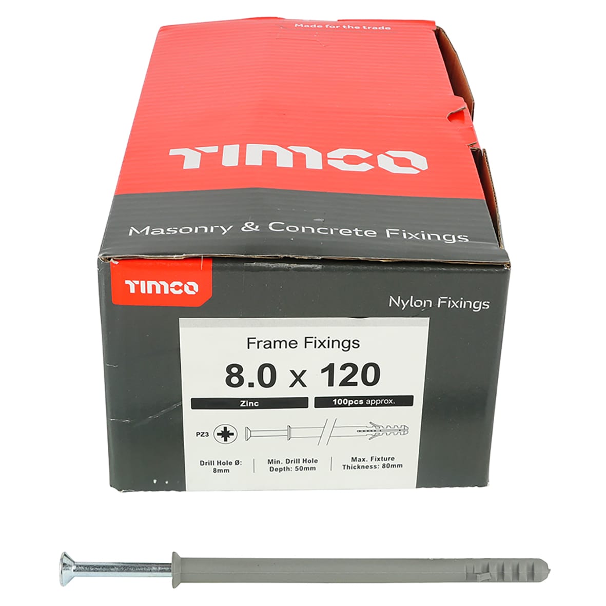 Screw Type Frame Fixing - 8 x 120mm - Pack of 100 - view 3