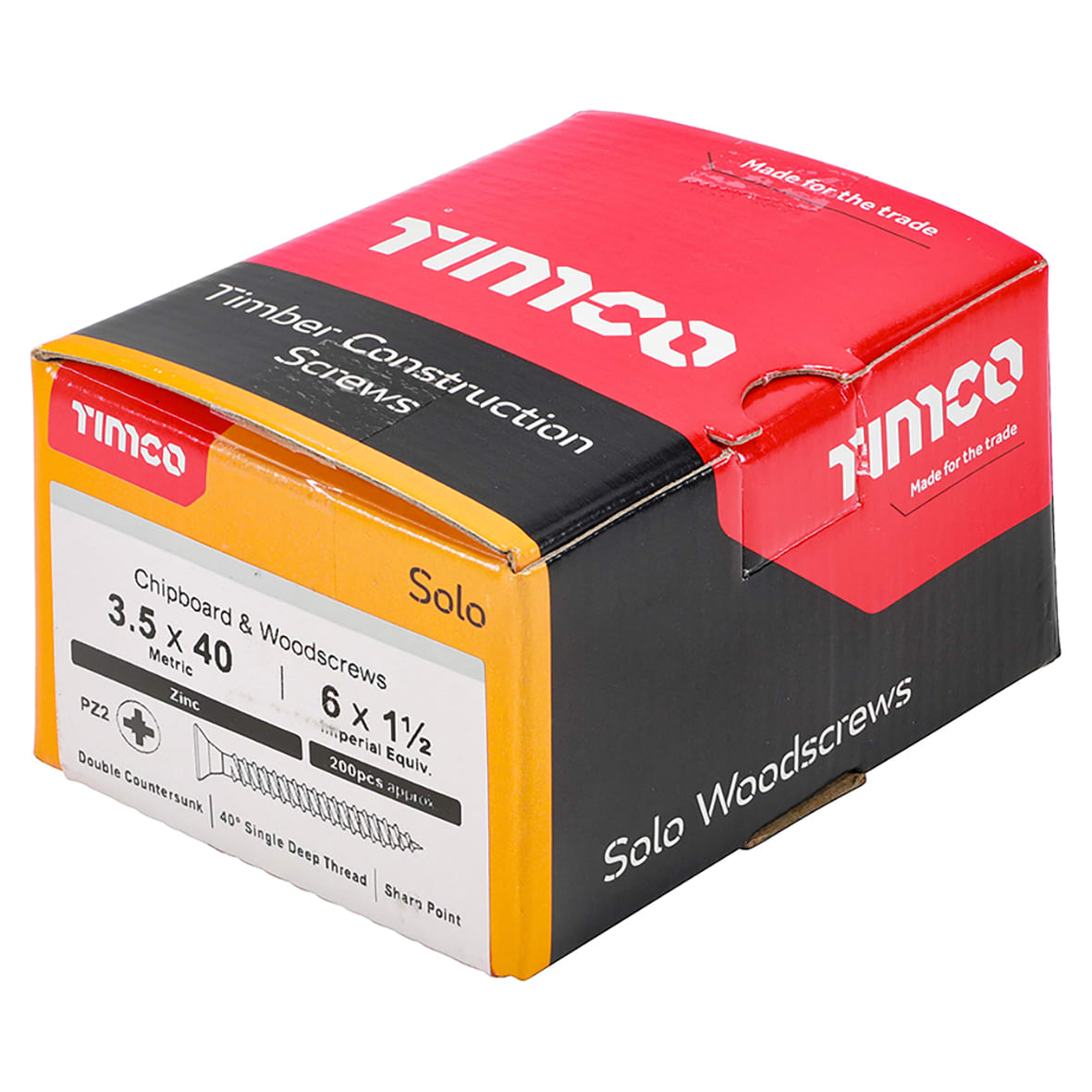 Solo Chippy Pozi Countersunk Wood Screws - 3.5 x 40mm - Zinc Plated - Pack of 200 - view 4