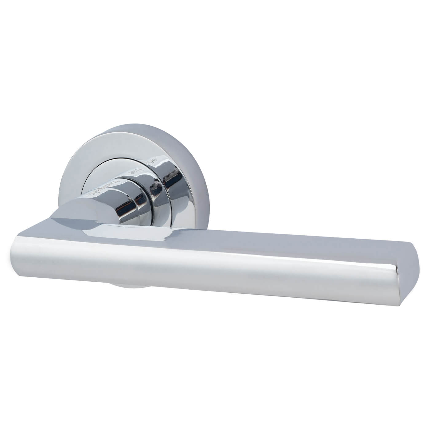 Polished Chrome Bathroom Lock Door Handles on Rose Pack - Sophia Range - view 3