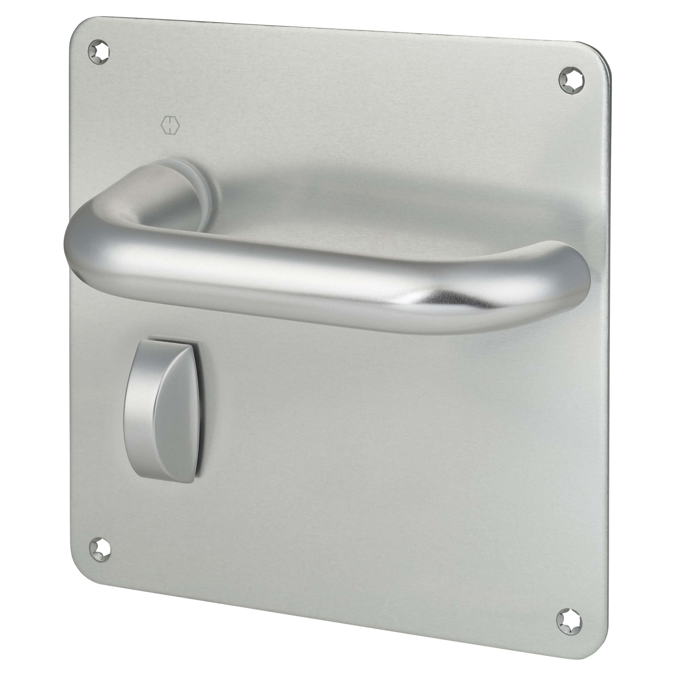 Satin Aluminium 20mm Return to Door Bathroom Door Handles - 160 x 160mm - RH - view 3