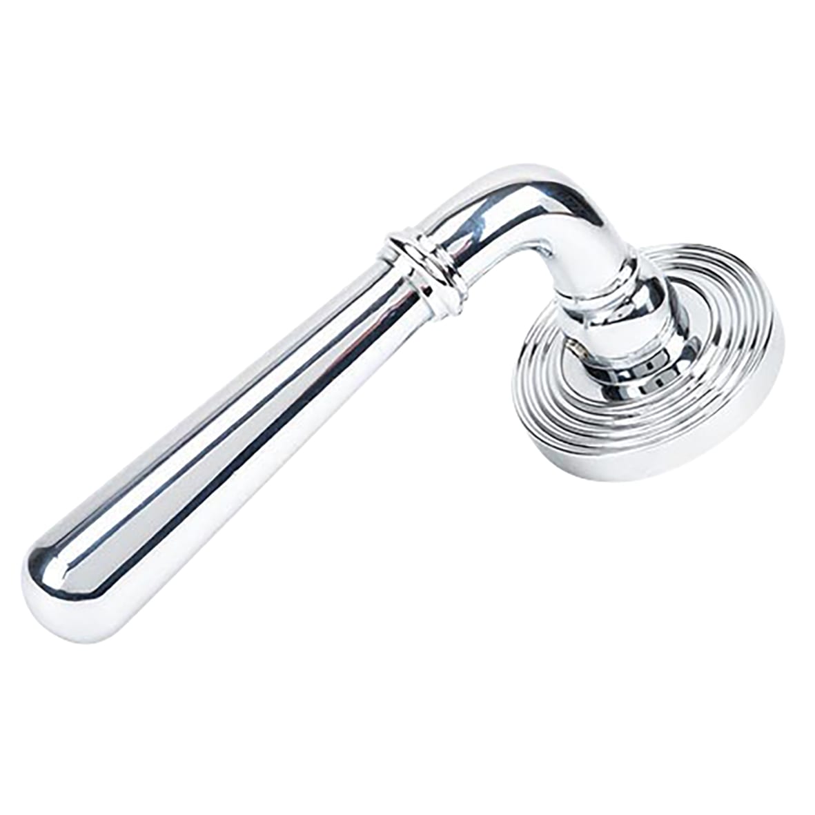 Polished Chrome Door Handles on Round Beehive Rose - Newbury Range - view 2